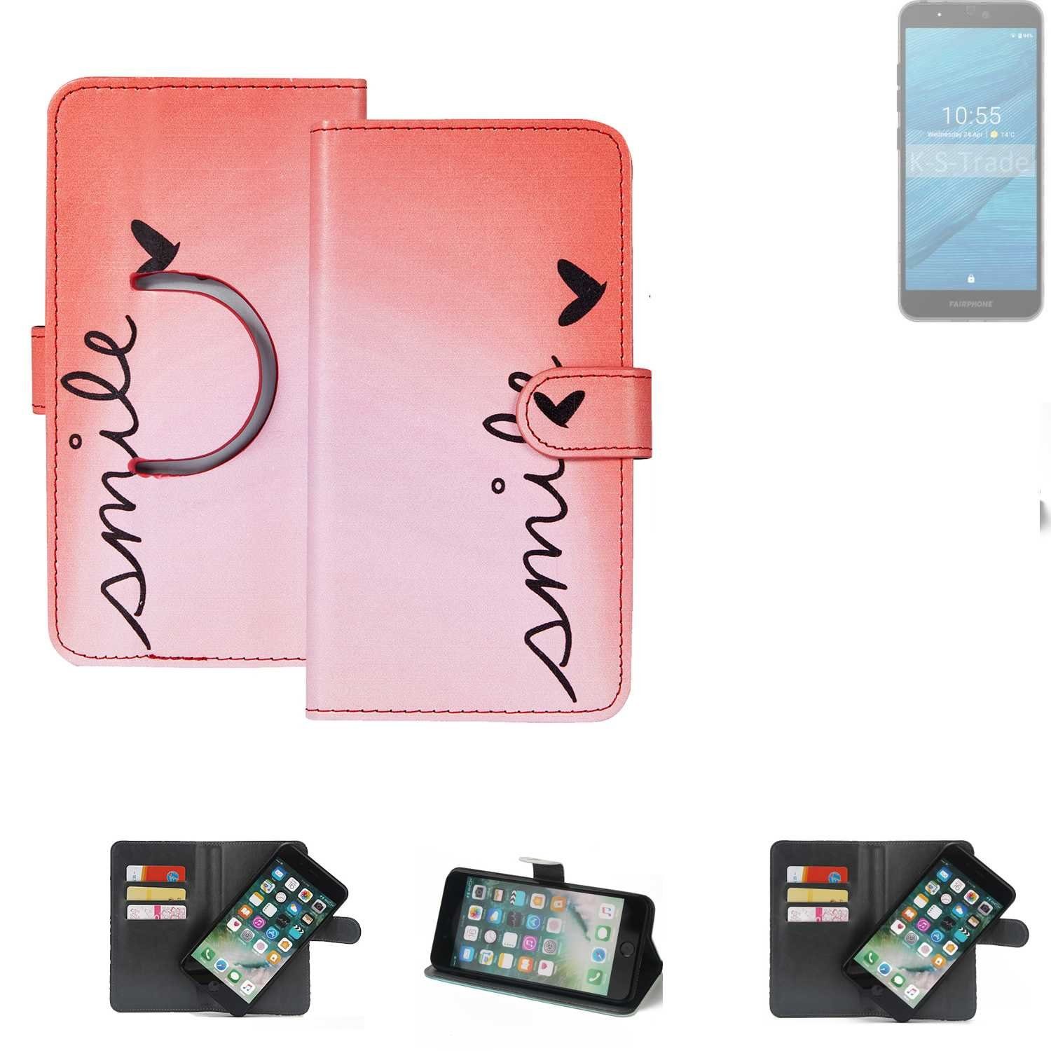 K-S-Trade Handyhülle für Fairphone Fairphone 3, Schutzhülle Handyhülle 3 Hülle cover bookstyle Etui ''smile''