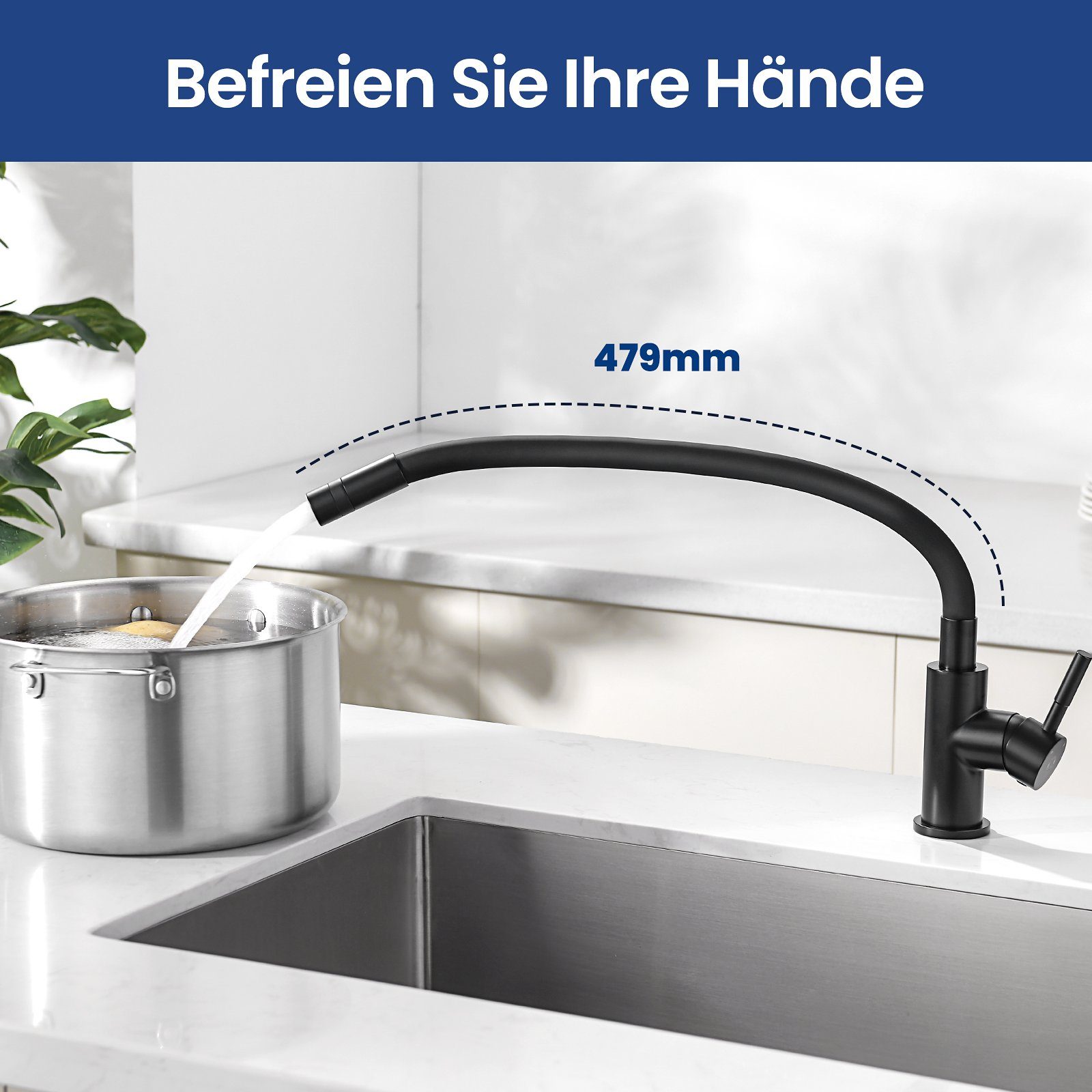 2 Schwarz von mit Küchenarmatur Küchenarmatur-Wasserhahn Flexibler CECIPA Düsen, Arten