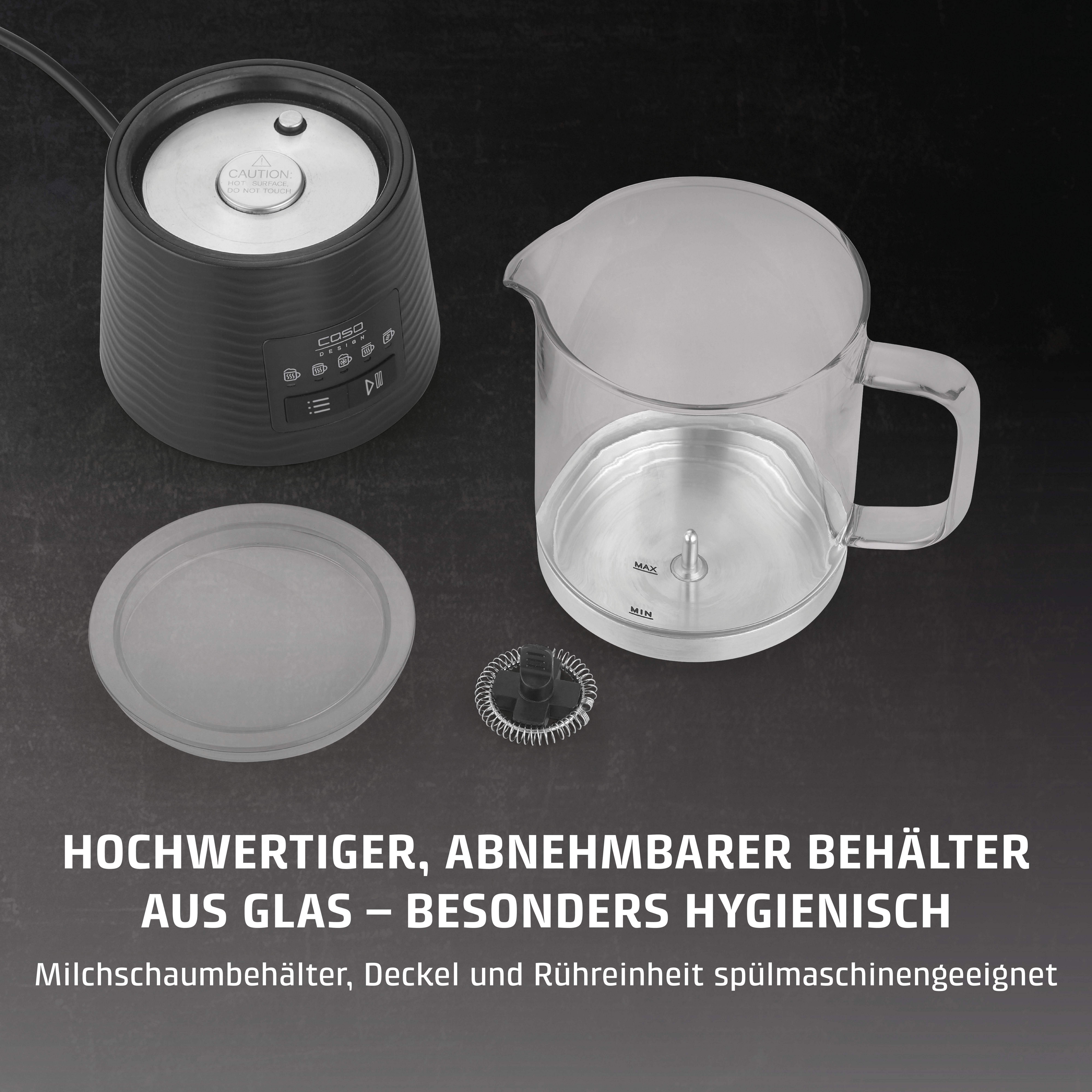 Caso Milchaufschäumer 1661 CappuLatte, 600 W, Vielfältiger Milchgenuss dank 5 Funktionen