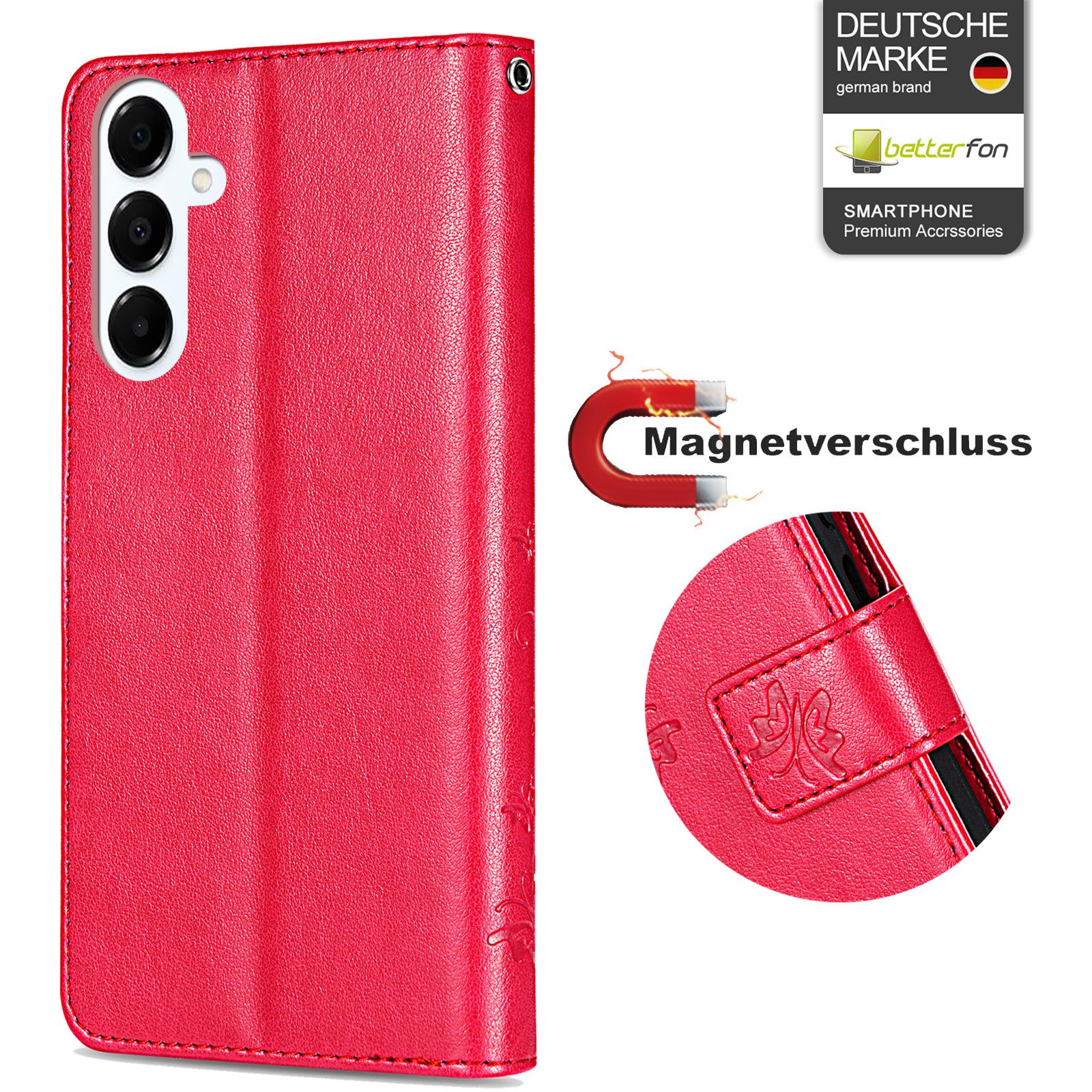 betterfon Handyhülle Handytasche für Samsung Galaxy A17 5G Klapphülle mit Kartenfächern, Bookstyle-Hülle mit Magnetverschluss, Smartstand & Kunstleder