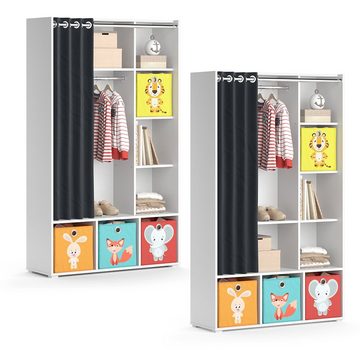 Vicco Kleiderschrank Kinderkleiderschrank mit Faltboxen Luigi Weiß