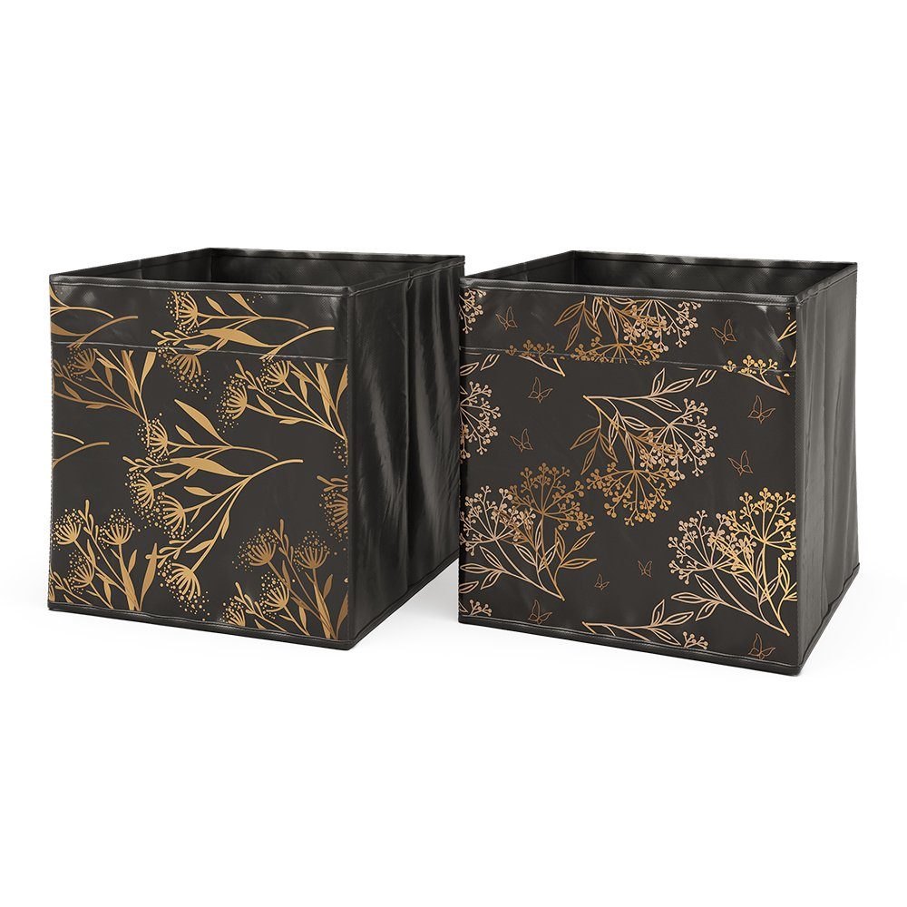 Faltbox, Schwarz/Gold, 30 x 30 cm 2er Set Option1