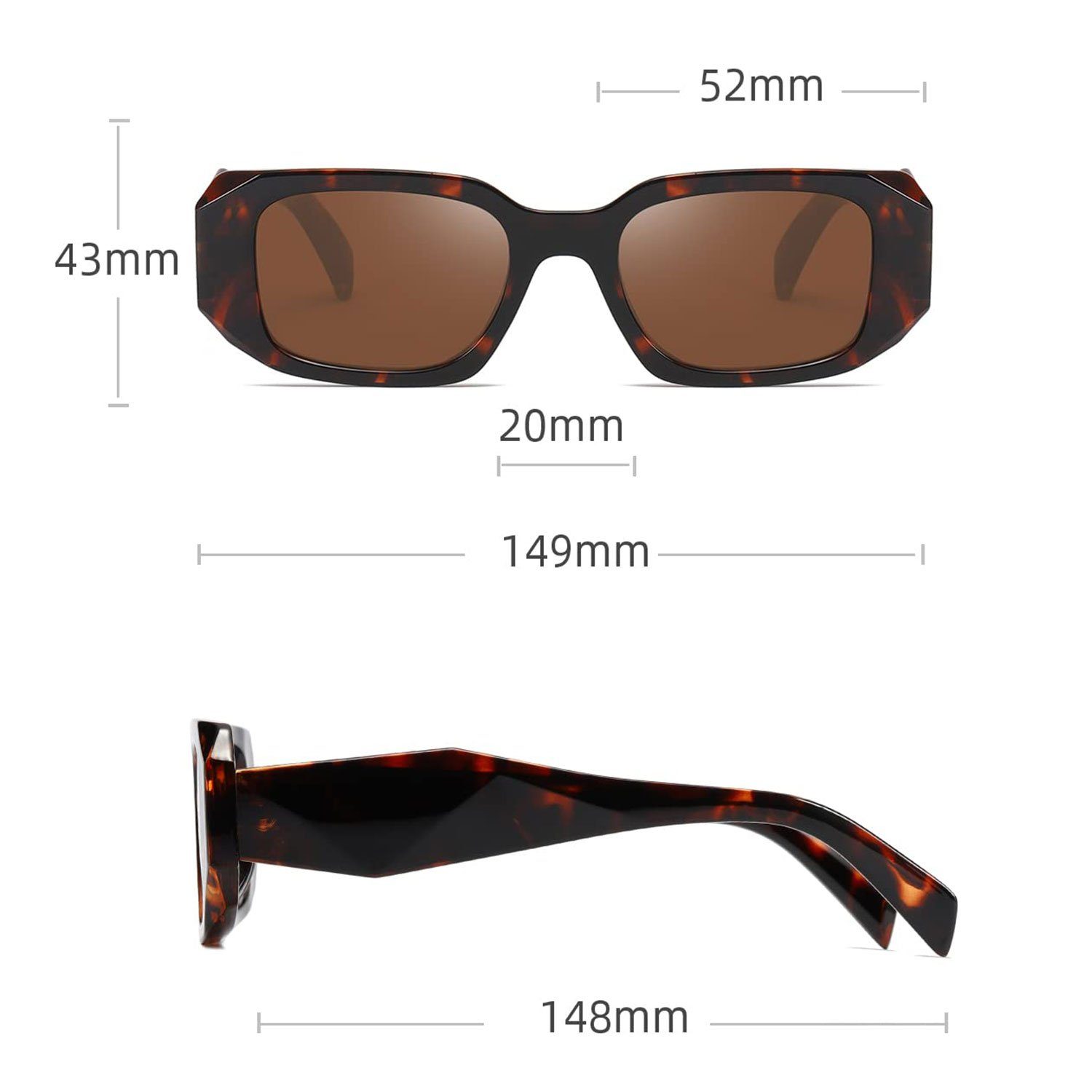 Damen Sonnenbrille beständige für Retro Rahmen und Sonnenbrillen Leopardenmuster Herren Rechteckige UV Mode Sonnenbrille MAGICSHE