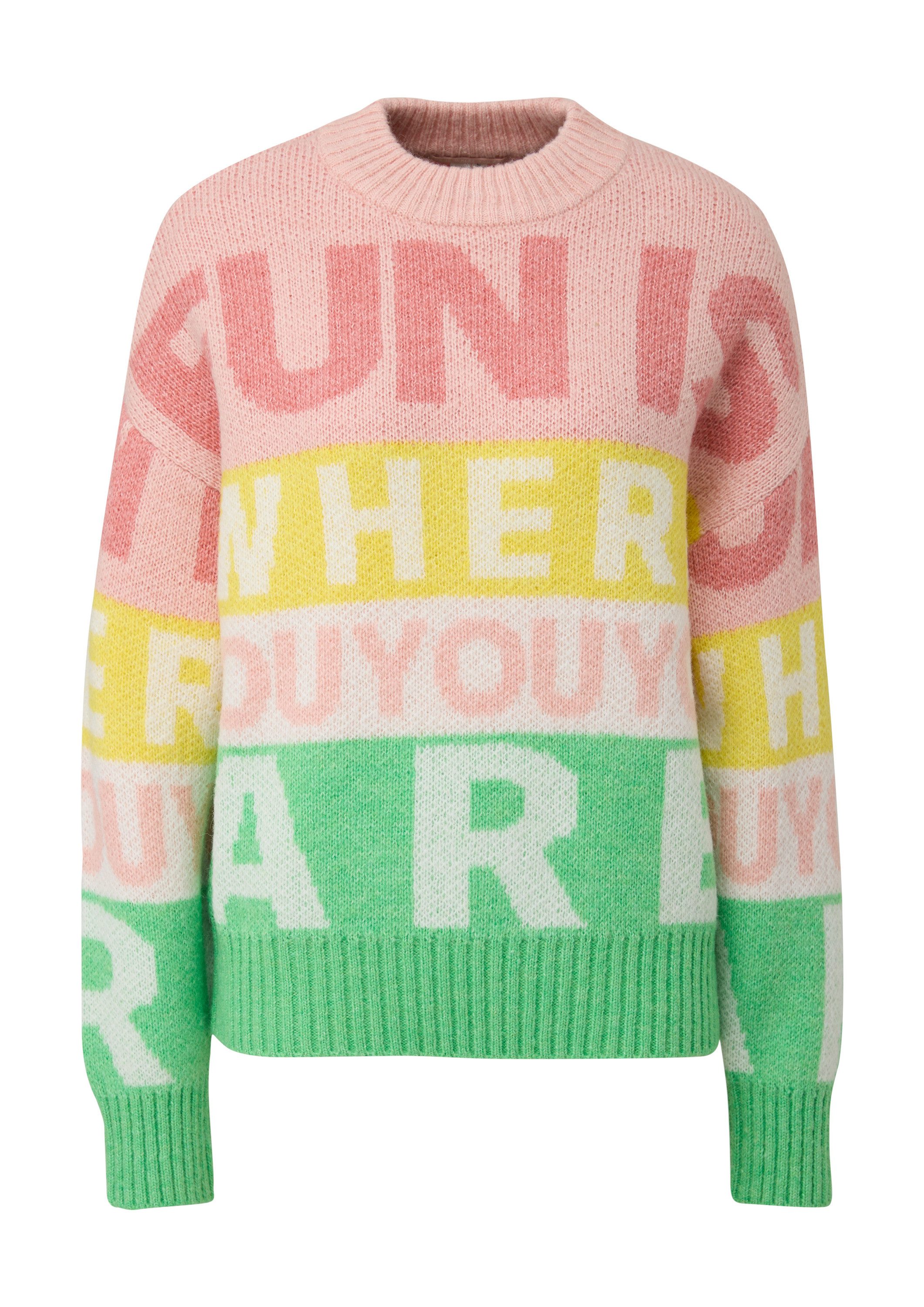 QS Longpullover Strickpullover Jacquard-Pullover aus Strick