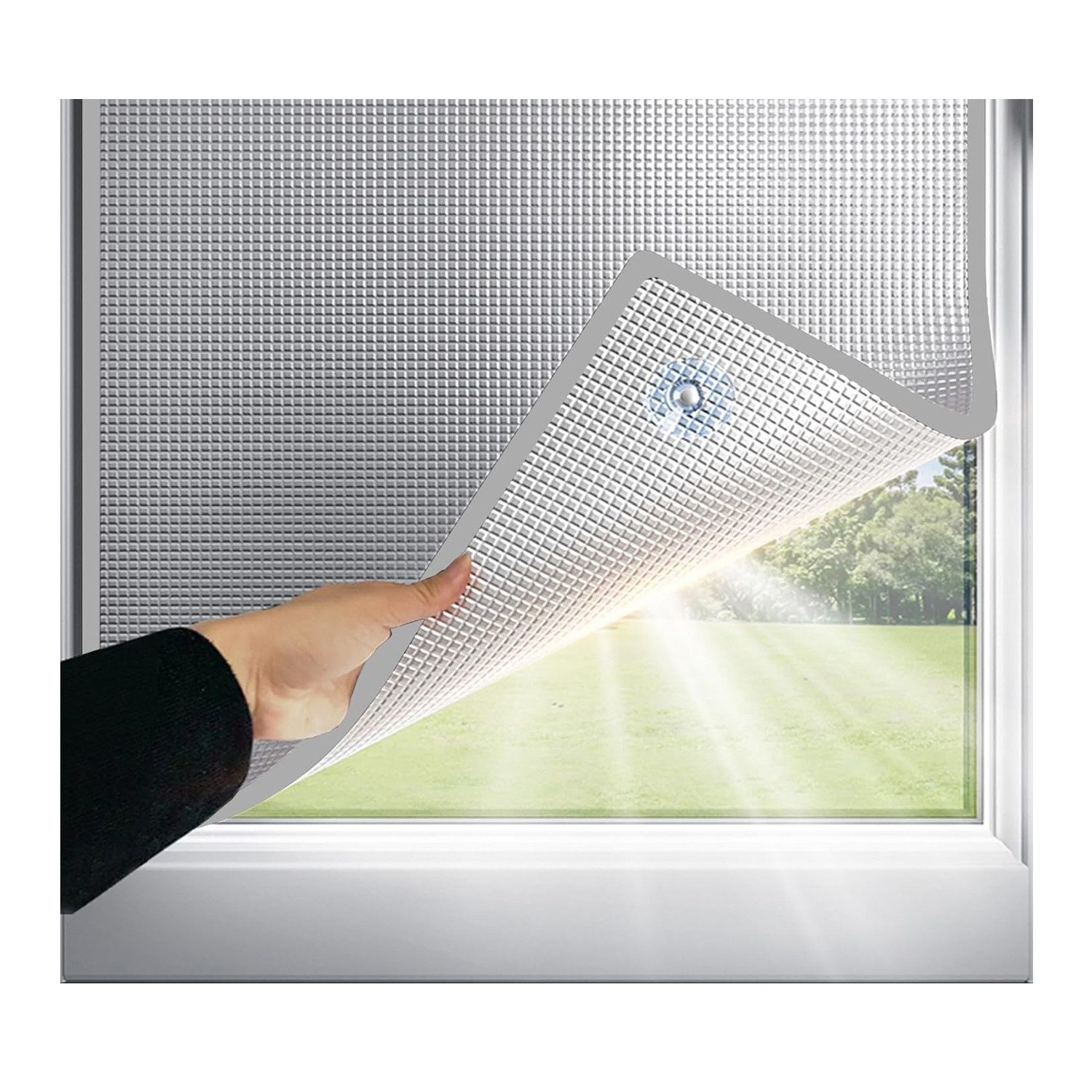 Venkuber Sonnenschutz-Fensterfolie Sichtschutz für Fenster – UV- und Wärmeisolierung, reflektierende Aluminiumfolie mit Saugnapf für Zuhause, Büro, Garage