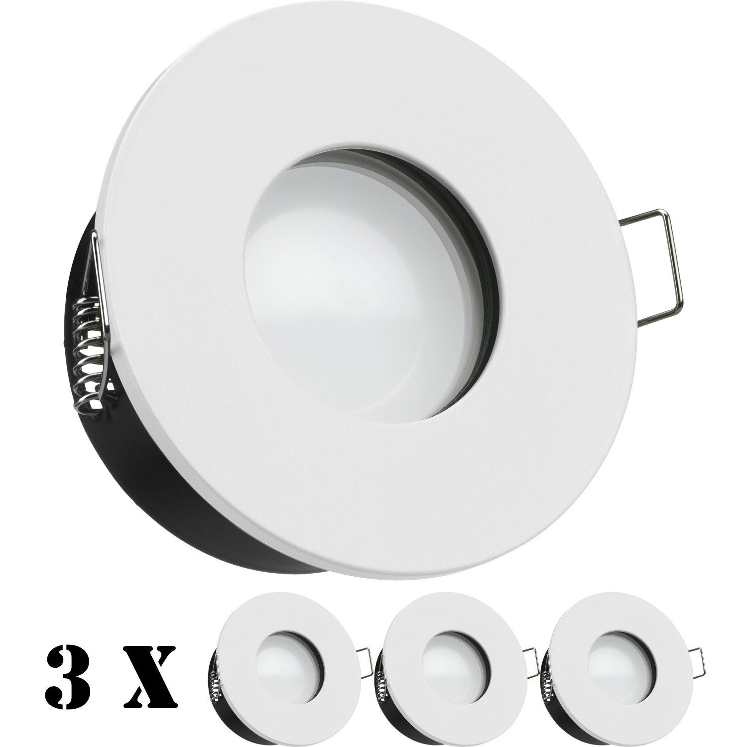 extra IP65 weiß Einbaustrahler 5W 3er Leuchtmitte flach LED Set in LED mit LEDANDO Einbaustrahler