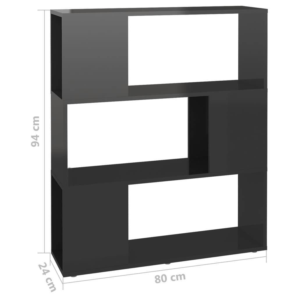 Bücherregal 80x24x94 Hochglanz-Grau cm furnicato Holzwerkstoff Raumteiler