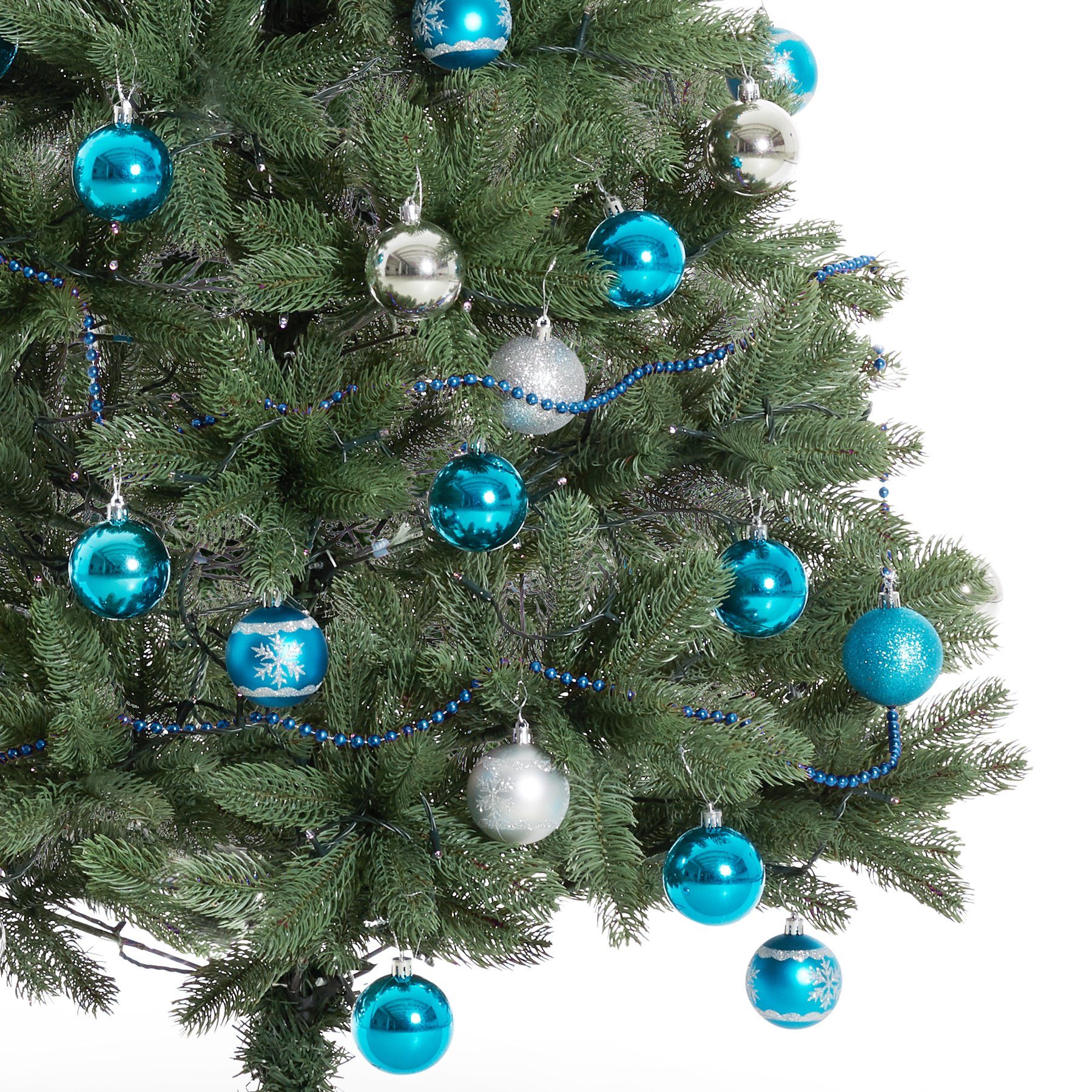 tectake Weihnachtsbaumkugel (1 Christbaumkugeln unzerbrechlich St) Silber/Blau 64 in