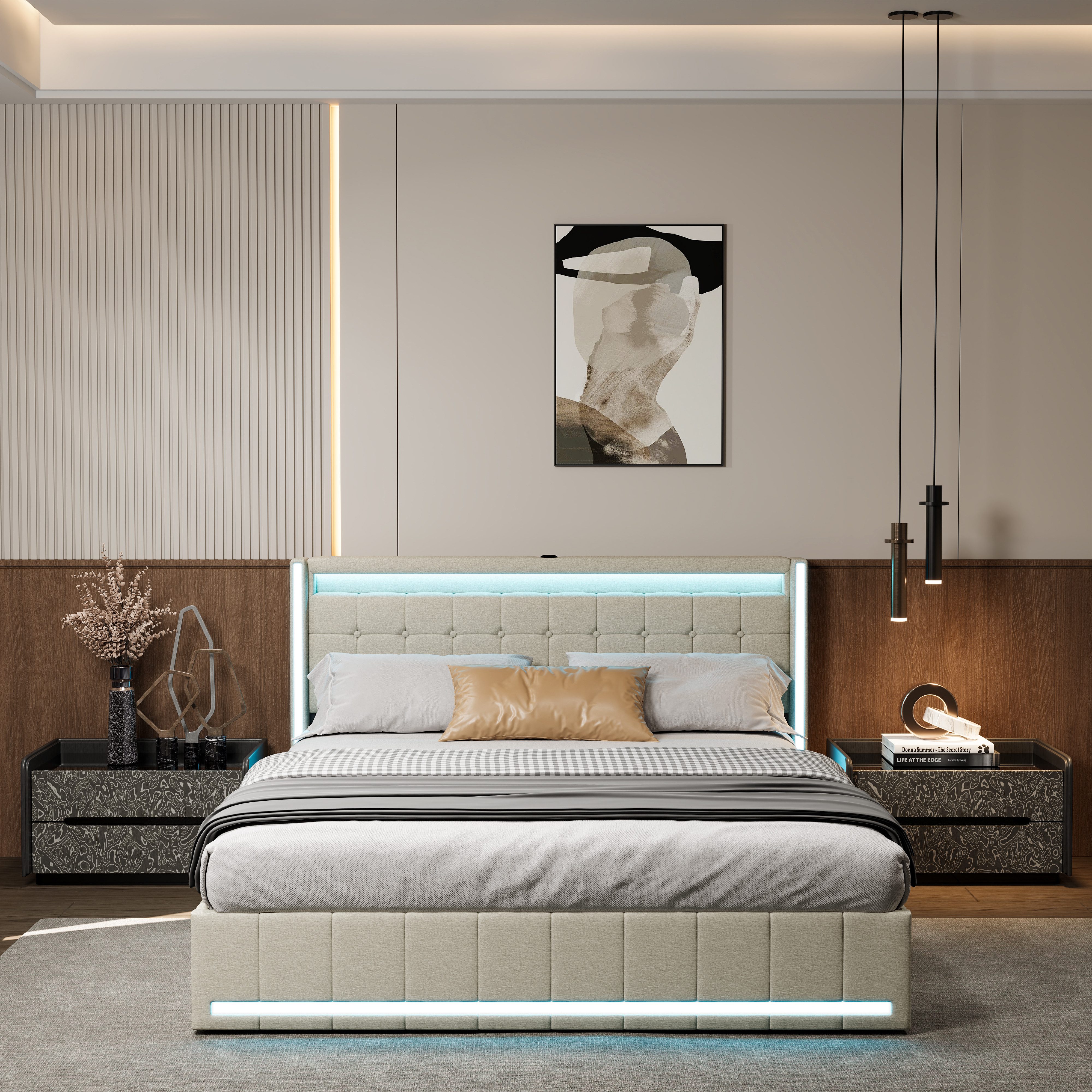 Furnishings Home Polsterbett LED Doppelbett Stauraumbett günstig online kaufen