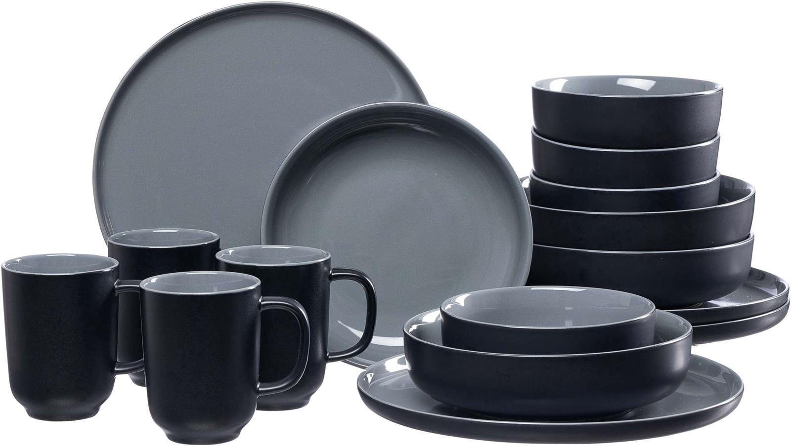 Tafelservice Ritzenhoff & Breker Kombiservice Jasper, 16-teilig, Schwarz, 4 Personen, Keramik