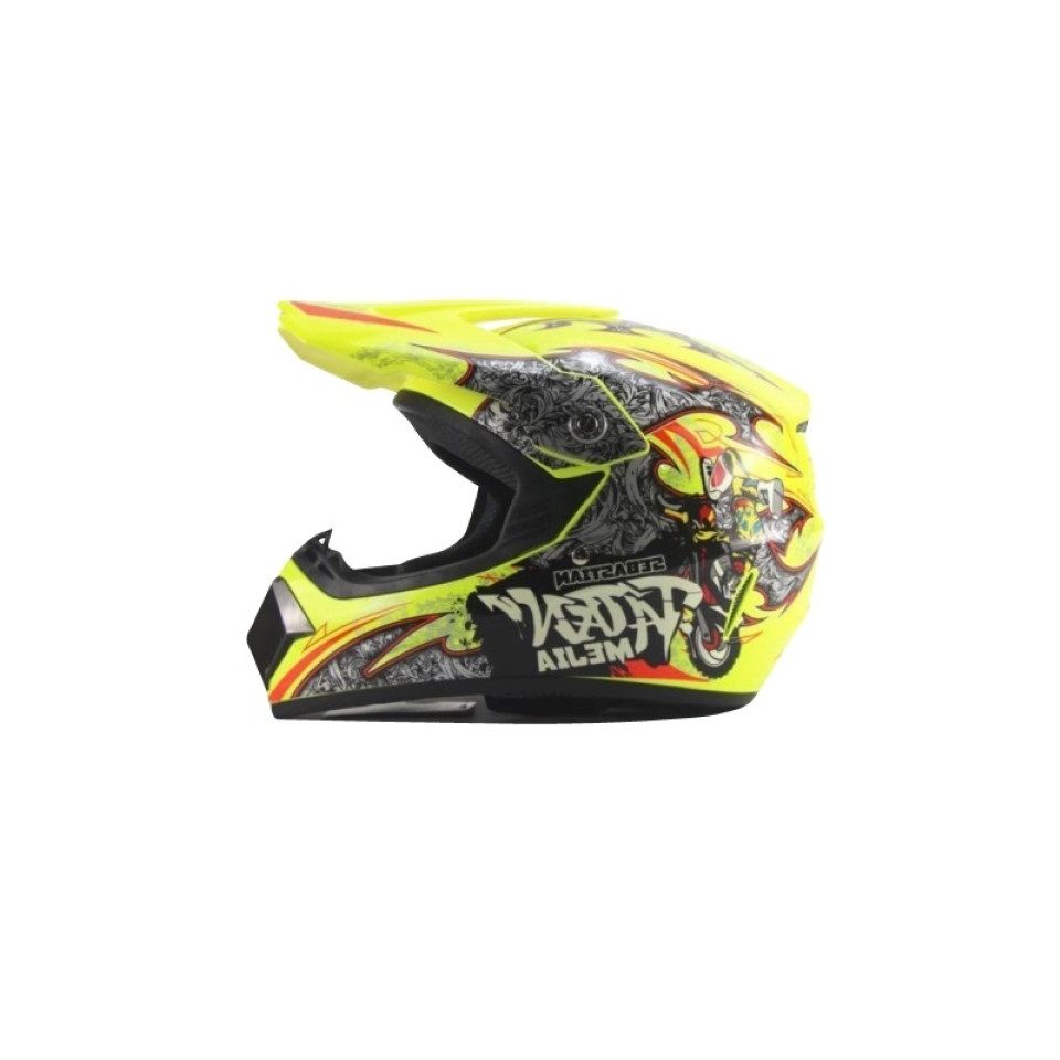 FunSport-Factory Motocrosshelm Motocrosshelm Kindercrosshelm Mejia Gelb, integrierte Sonnenblende
