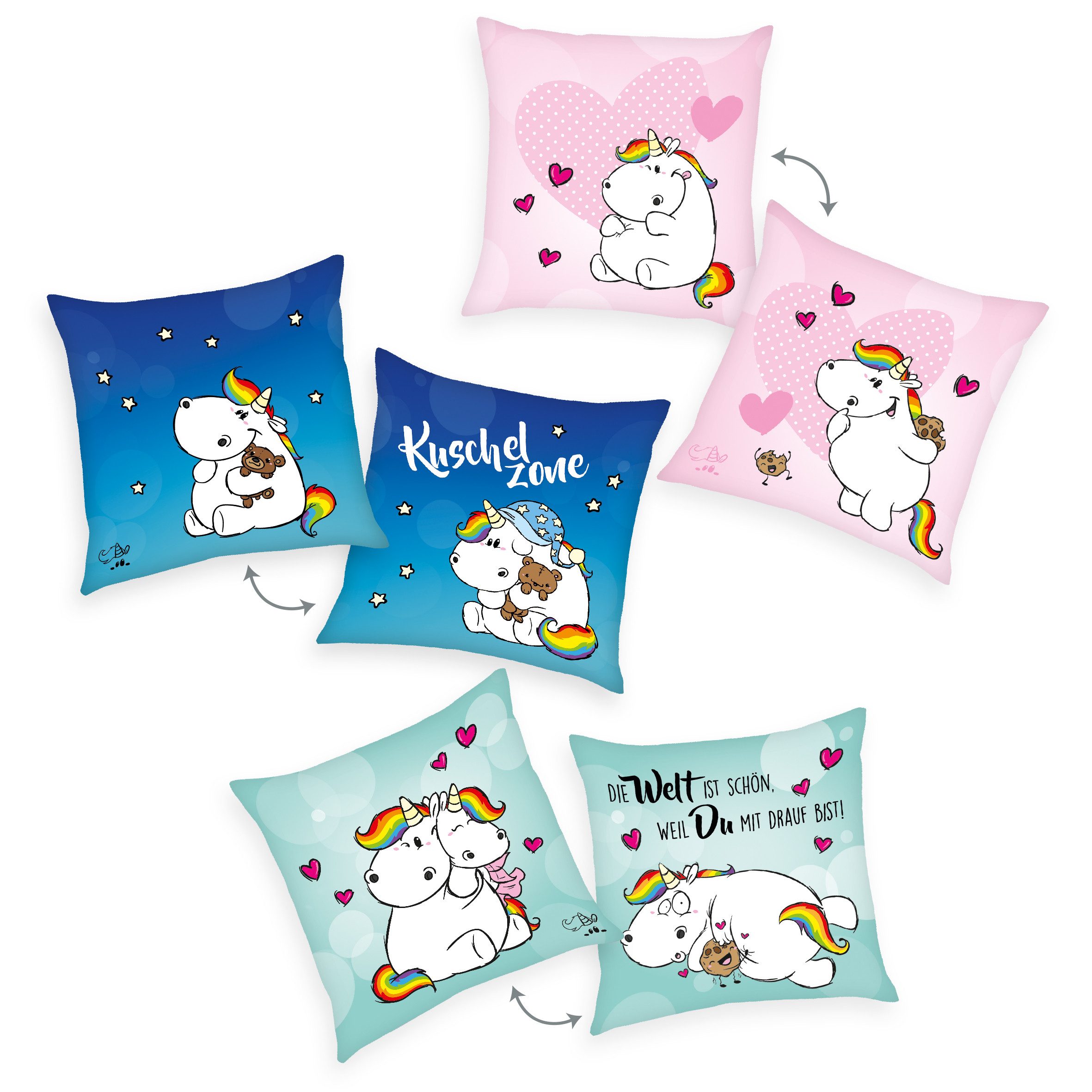 Pummeleinhorn Dekokissen Pummeleinhorn, hochfarbig bedruckt