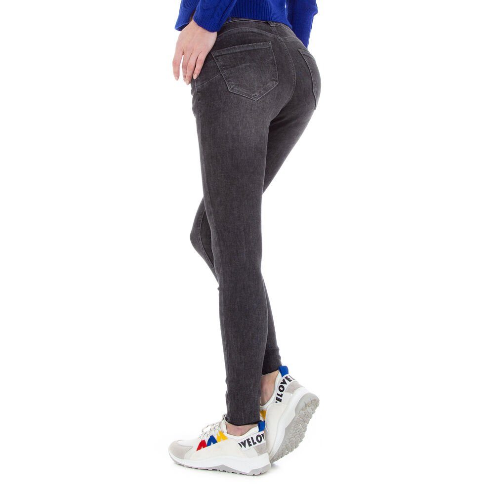 Ital-Design Skinny-fit-Jeans Damen Stretch Skinny in Freizeit Schwarz Jeans