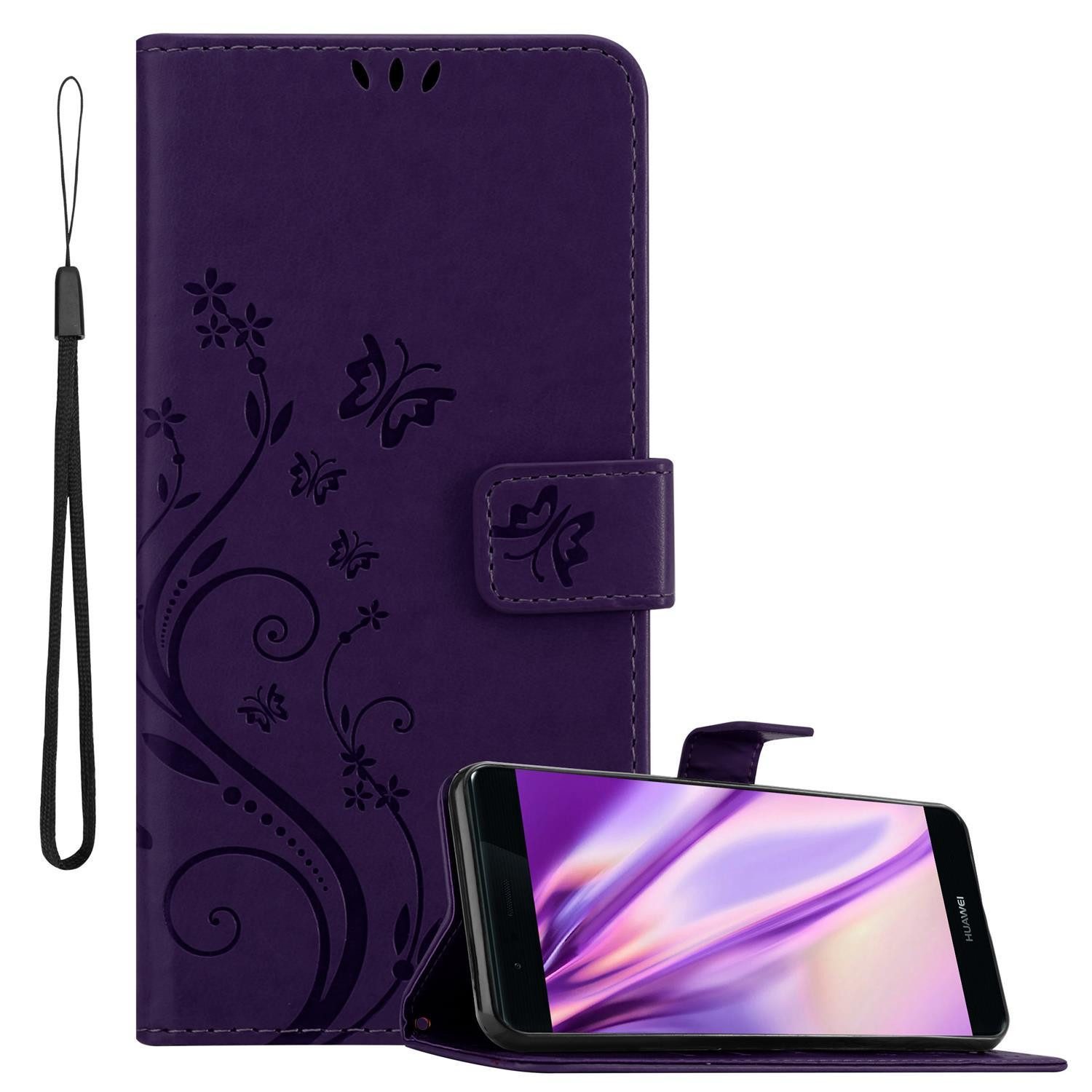 Cadorabo Handyhülle für Huawei P9 PLUS Hülle Huawei P9 PLUS, Hülle Schutzhülle Blumen Flower mit Standfunktion Kartenfach Magnet