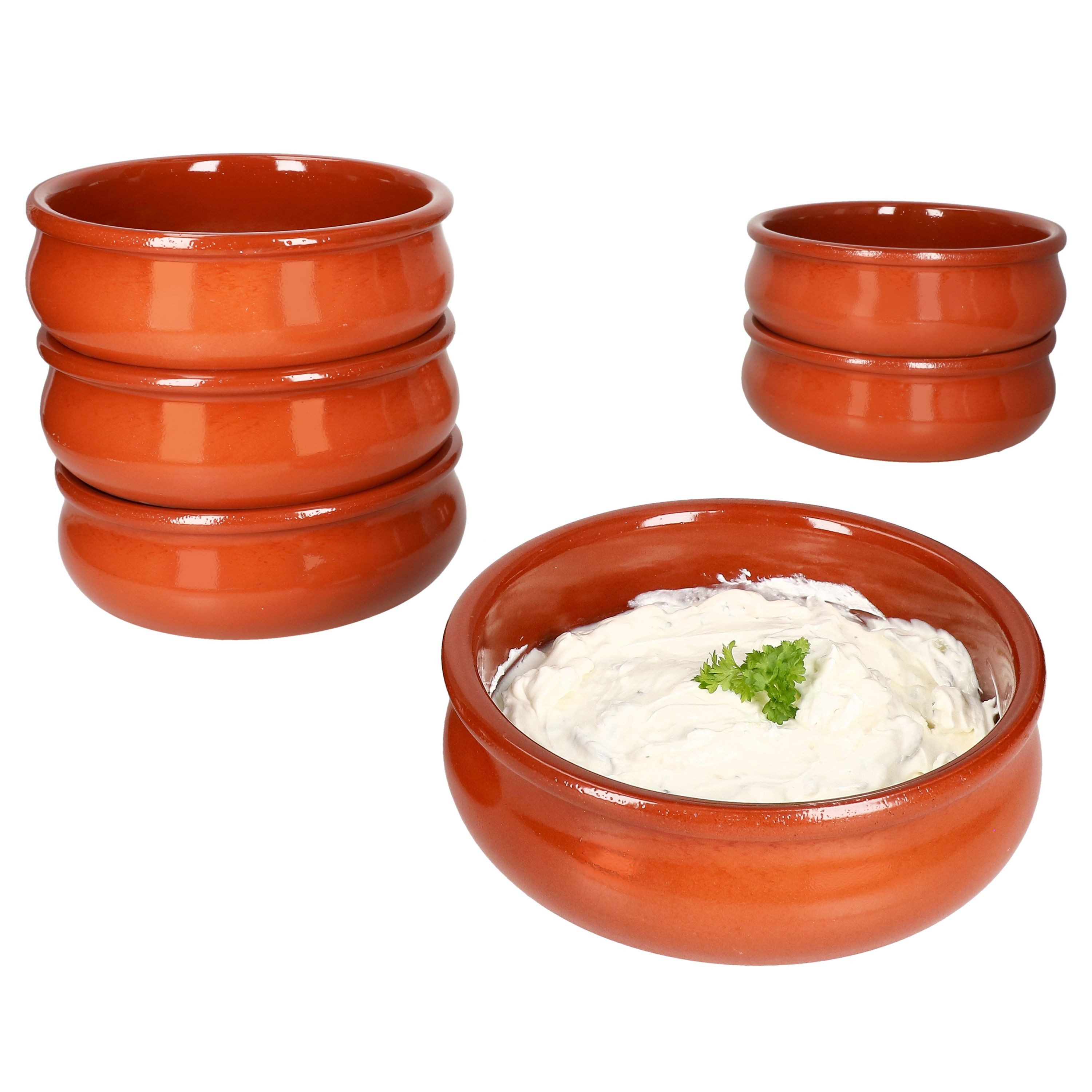 MamboCat Tapas-Schale 6x BERLIN Cazuela Schale bauchig Ø18,5cm Tonware Gr.L mediterran, Ton