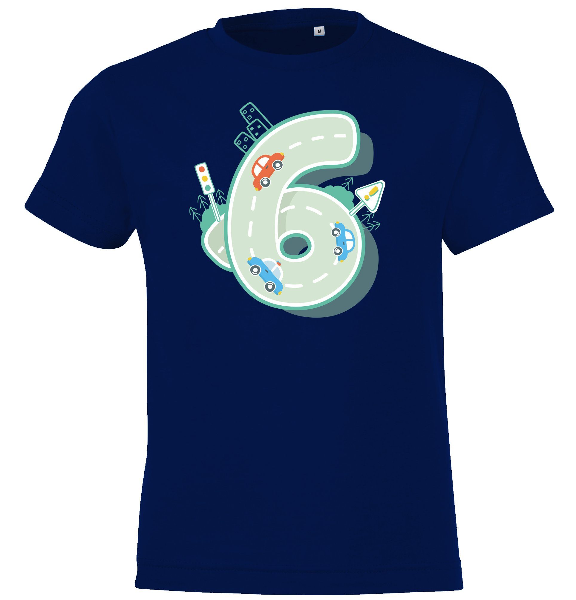Frontprint Jungen Geburtstag T-Shirt Alt 6 mit Youth Navyblau trendigem für T-Shirt Designz Jahre