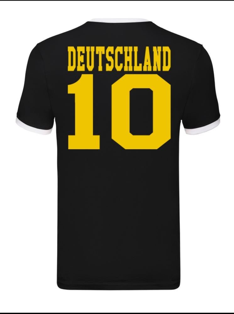 Fußball Herren Sport WM Trikot Deutschland & T-Shirt Germany Europa Meister Blondie Brownie Gold/Schwarz
