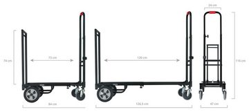 Stagecaptain Transportroller Transportwagen - Sackkarre - Länge: 84 bis 126,5 cm - Höhe: 116 cm - Antirutschband auf Ladefläche - Belastbarkeit: max. 150 kg - Gewicht: 13,8 kg - schwarz
