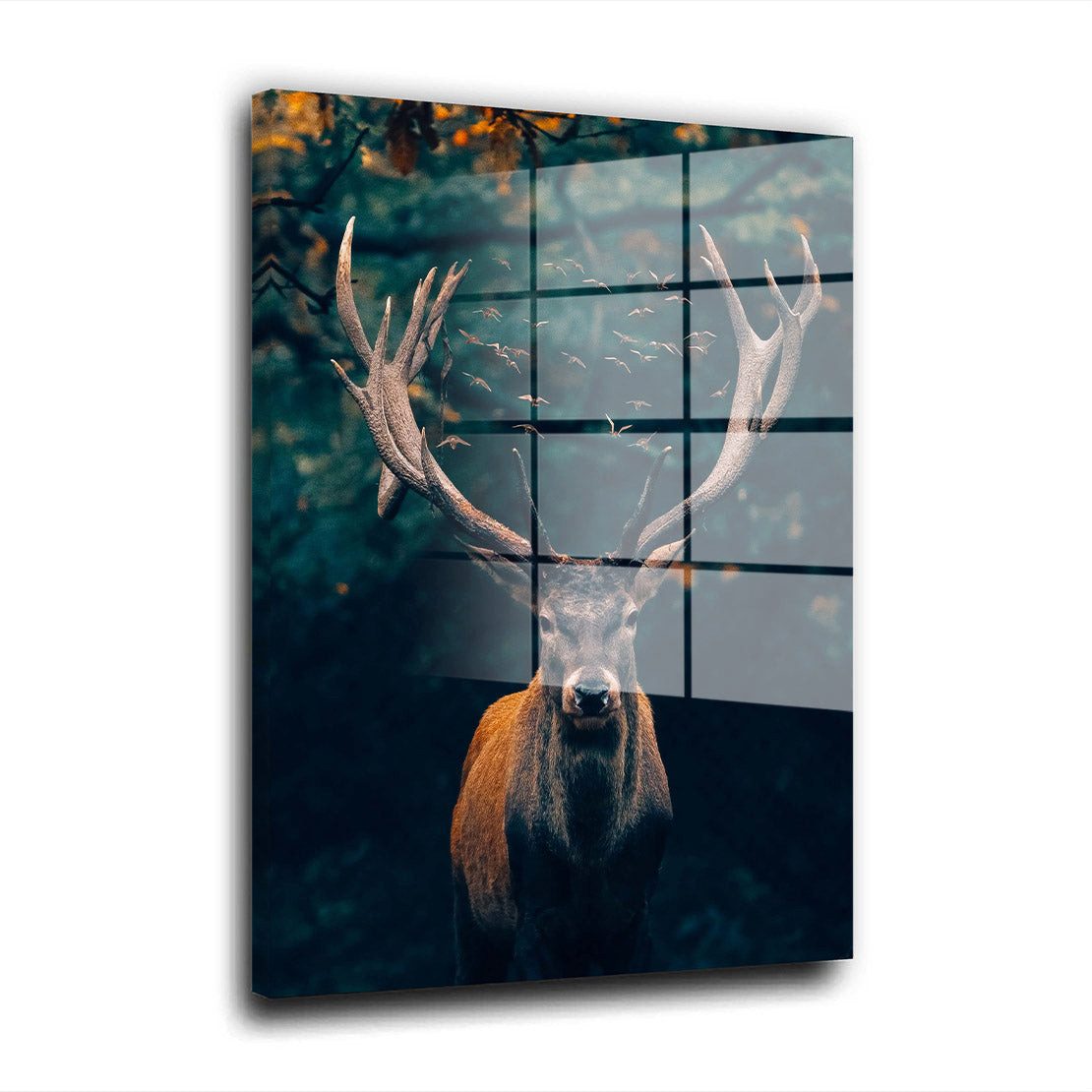 Artedinoi Acrylglasbild Hirsch abstrakt Deep Forest Acrylglas Wandbild Bild Wanddeko Wohnzimme