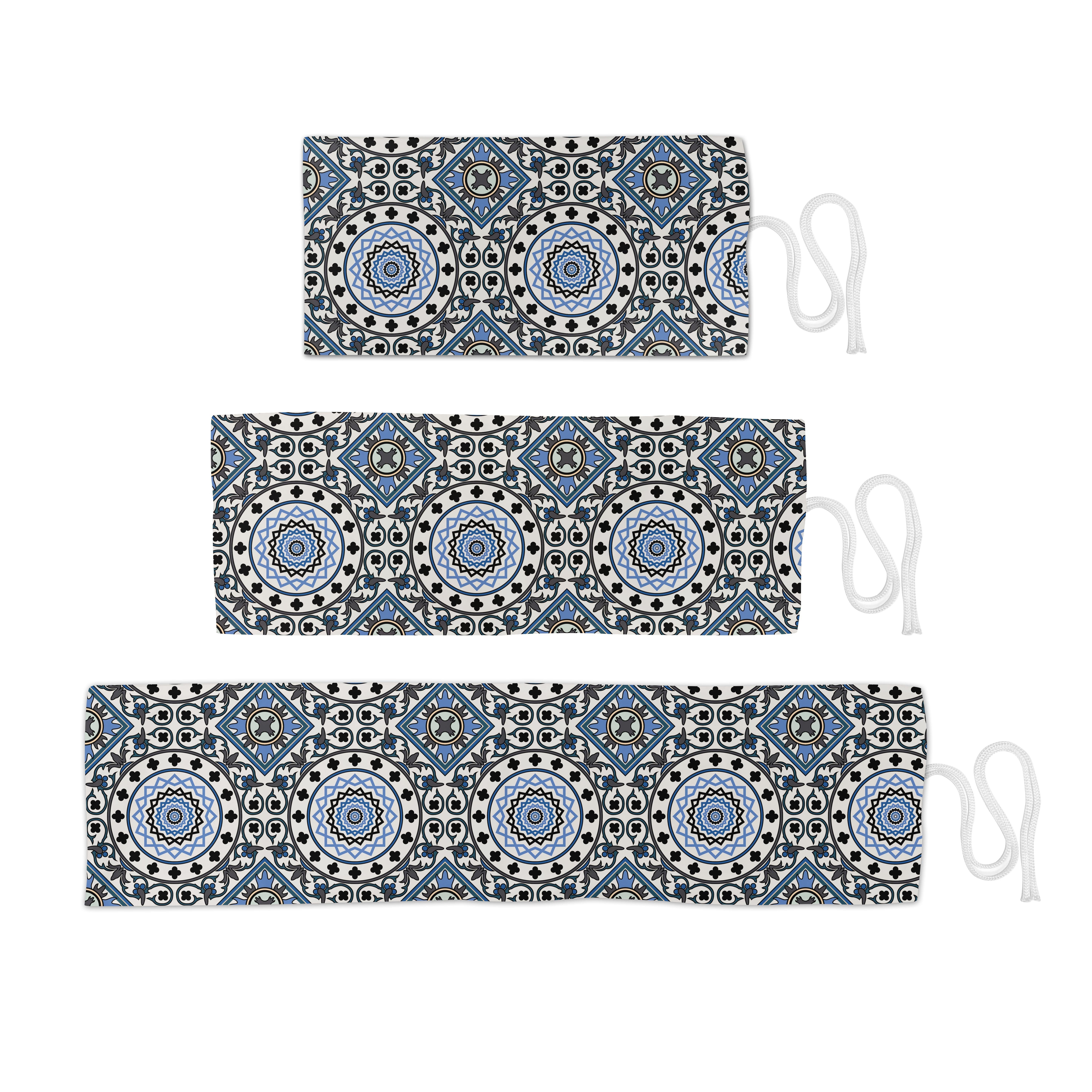 Abakuhaus Federmäppchen langlebig tragbar Mosaik-Motive Grau Blau Segeltuch und Weiß Retro Organizer, Stiftablage