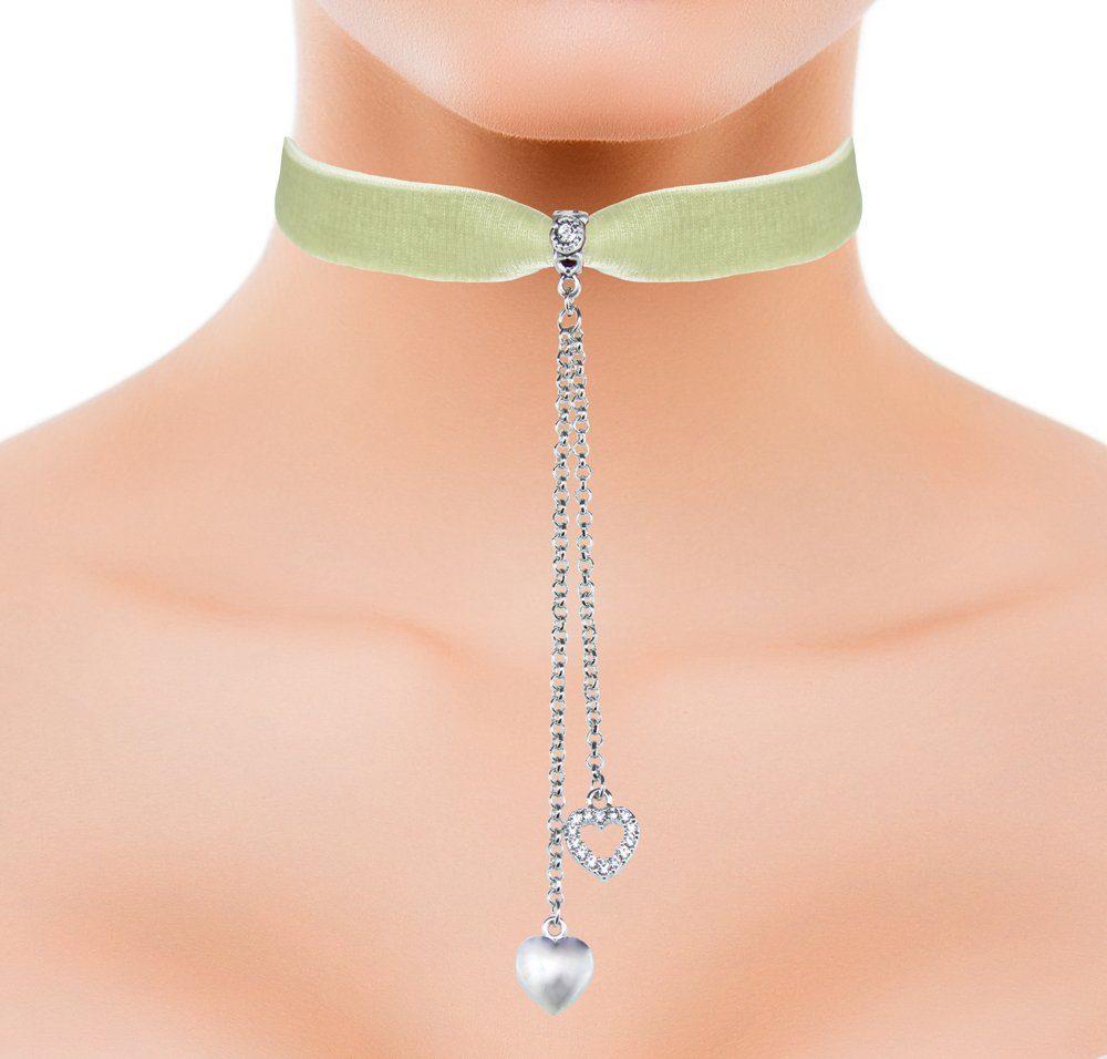 LUISIA® Collier Samt Kropfband mit Herz und Swarovski® Kristall (inkl. Schmuckbox) – Bild 2 von 5