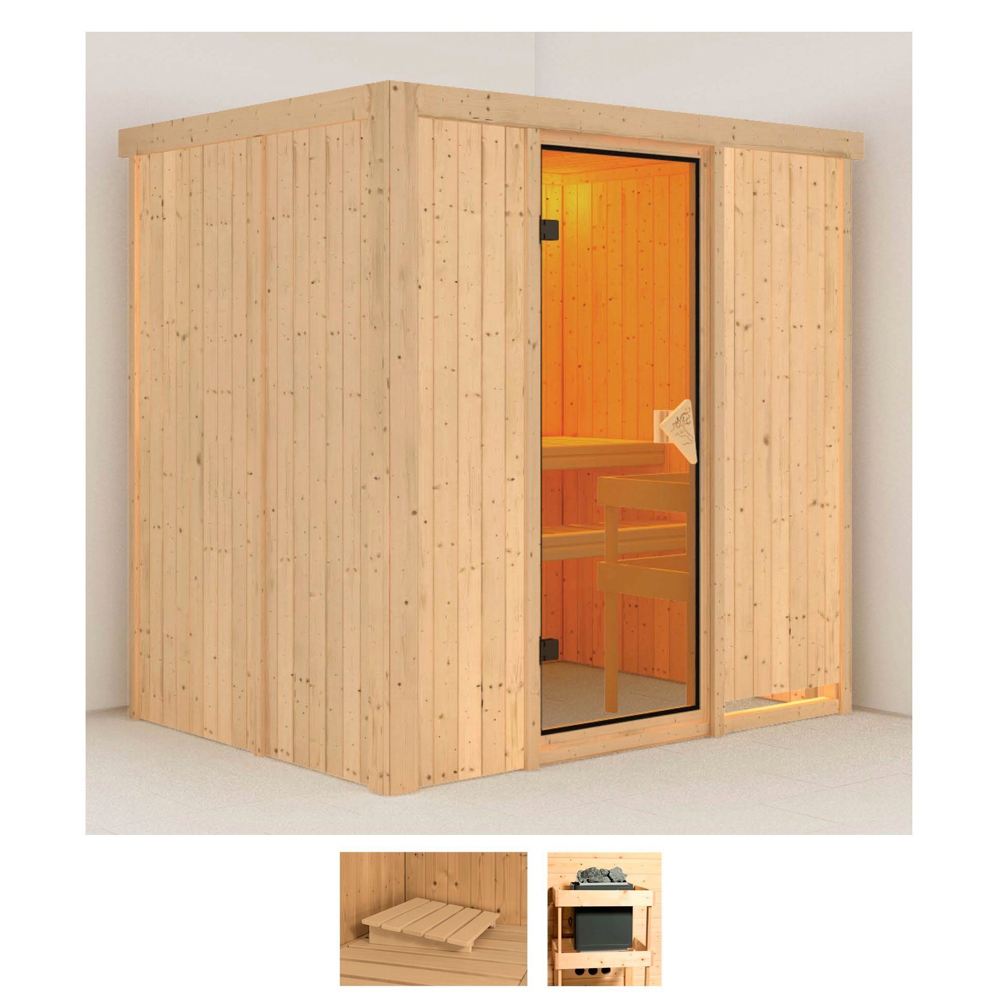 Karibu Sauna Bedine, BxTxH: 196 x 151 x 198 cm, 68 mm, (Set) ohne Ofen