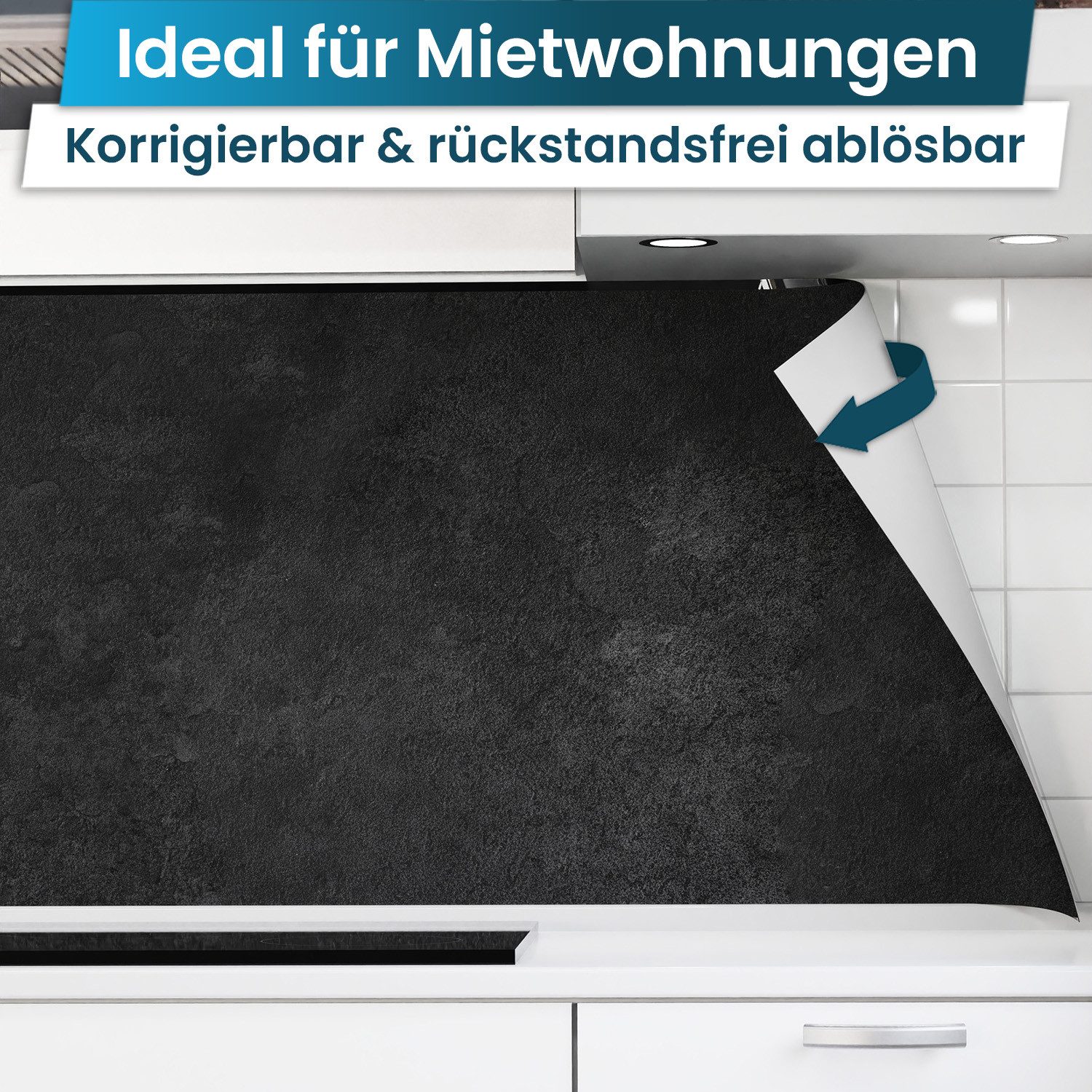 danario Küchenrückwand Folie selbstklebend - Matt - Spritzschutz Küche - versteift & robust