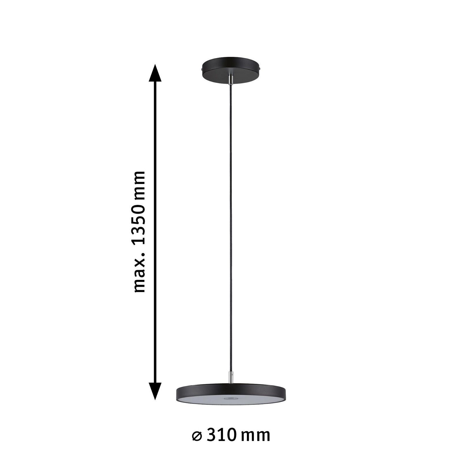 Schwarz Hildor integriert, Metall/Kunststoff, 20W Pendelleuchte fest LED LED Paulmann 2700K Warmweiß, 230V 300 3-step-dimmbar mm