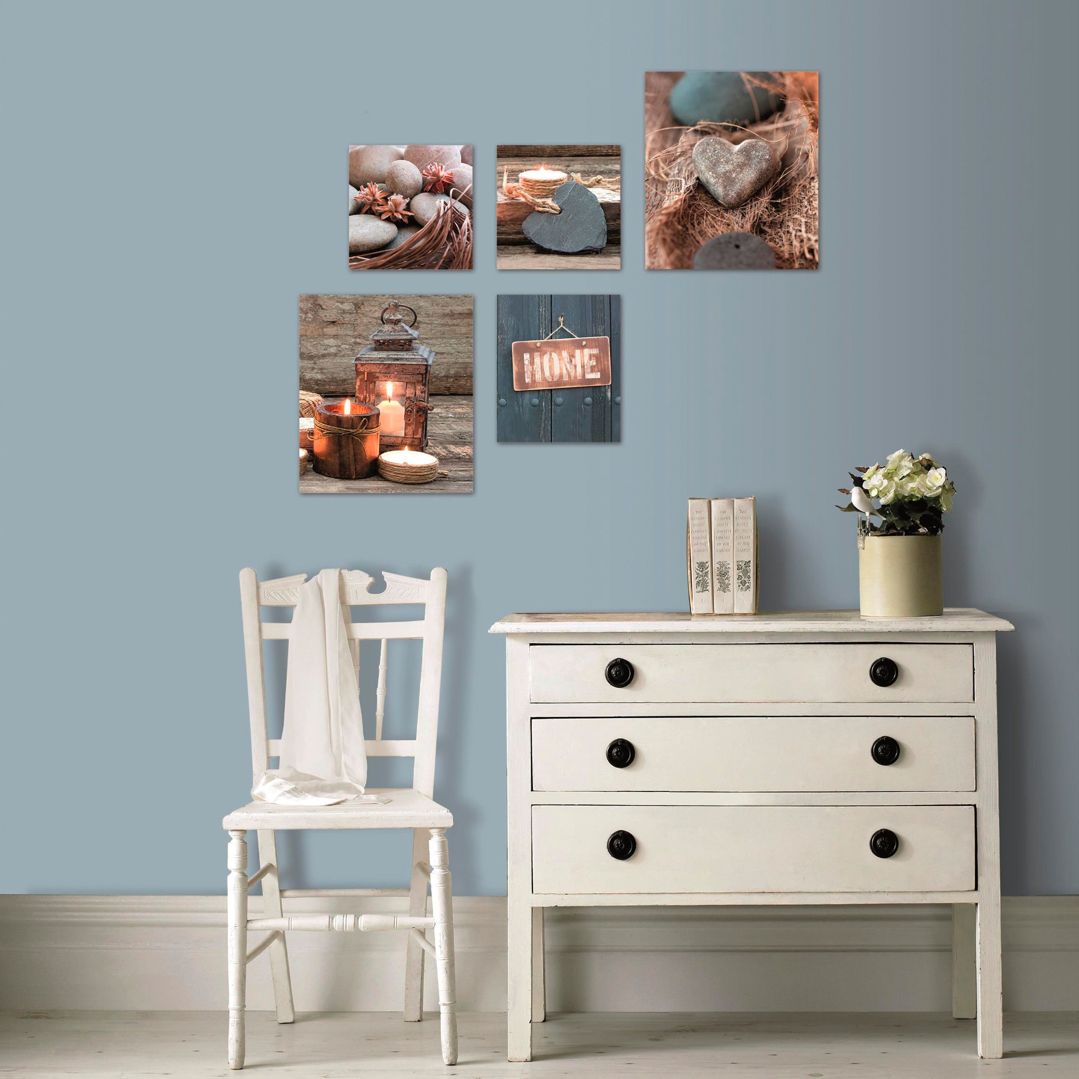 Art for the home Leinwandbild Home, Natur, Zen (5 St), Zuhause SET 5-teilig 80x60 cm