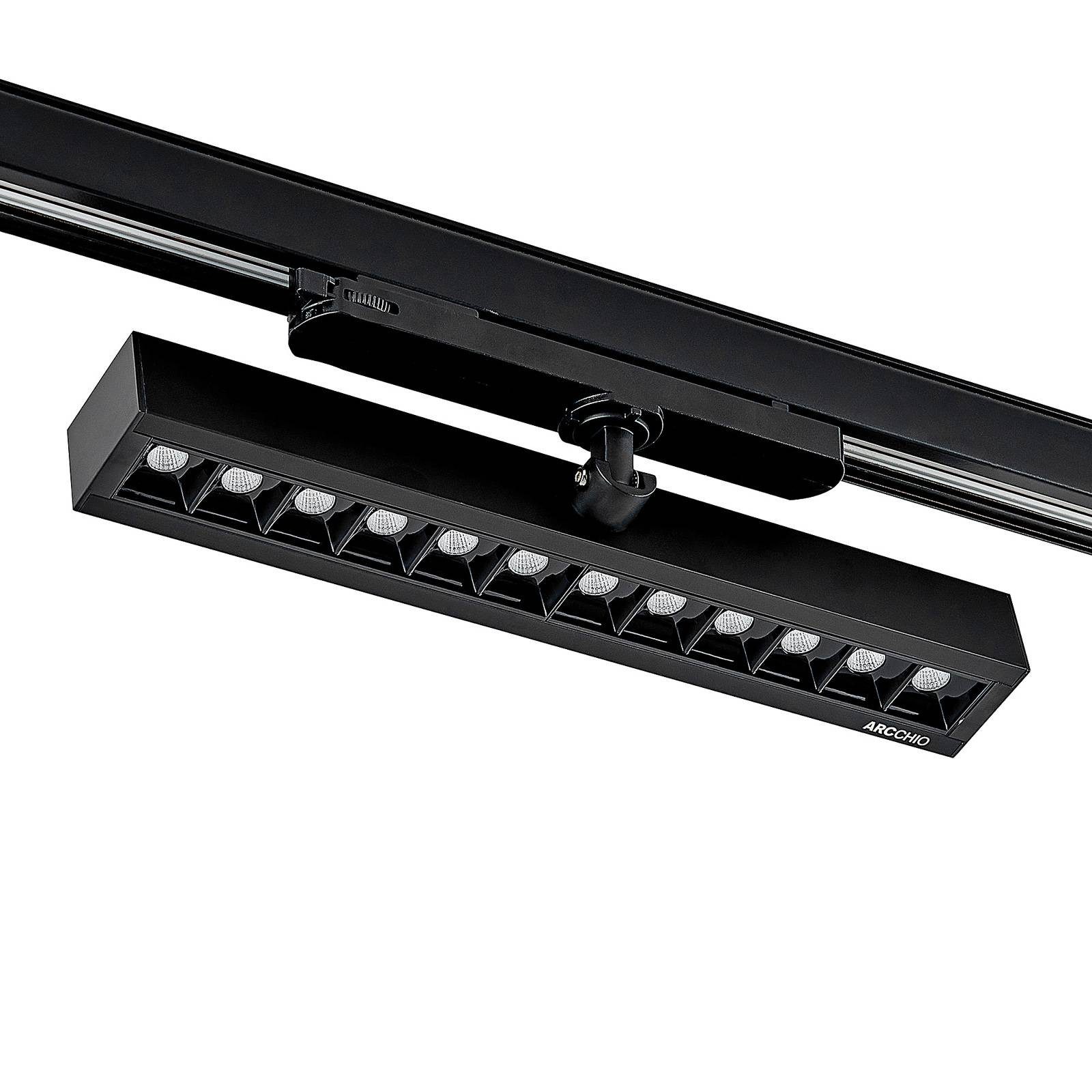 Arcchio Schienensystem-Leuchten Millay, 33.6 cm, Modern, Kunststoff, Aluminium, Schwarz (RAL 9011), 1 flammig, inkl.