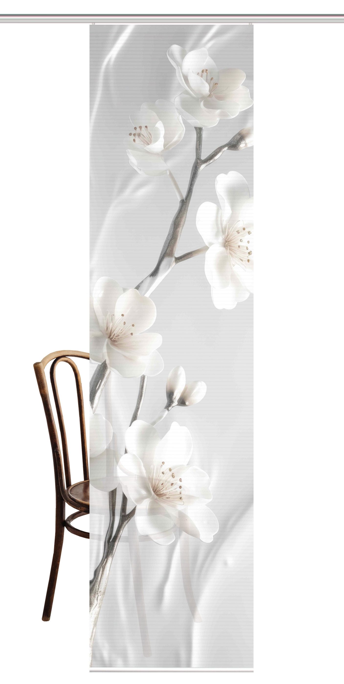 HOME WOHNIDEEN Schiebegardine LAIRA Schiebegardine recyceltes Polyester, 245x60 cm, Blumendruck (1 St), Paneelwagen, halbtransparent, Polyester (recycelt) Polye – Bild 2 von 4