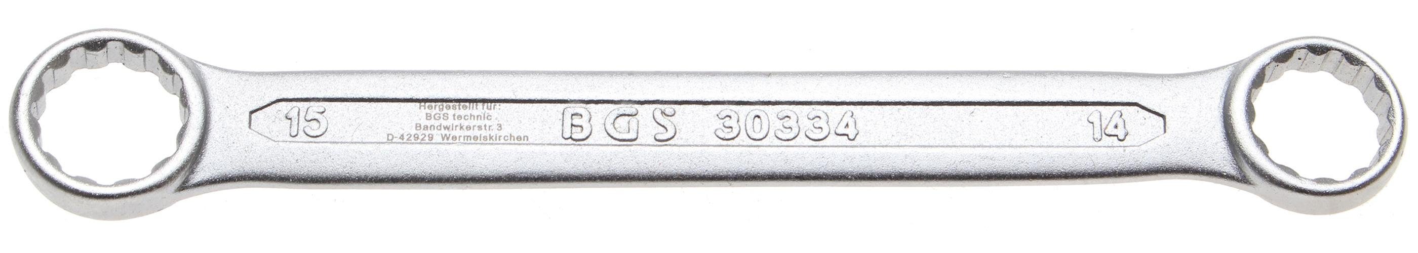 BGS technic Ringschlüssel Doppel-Ringschlüssel, extra flach, SW 14 x 15 mm