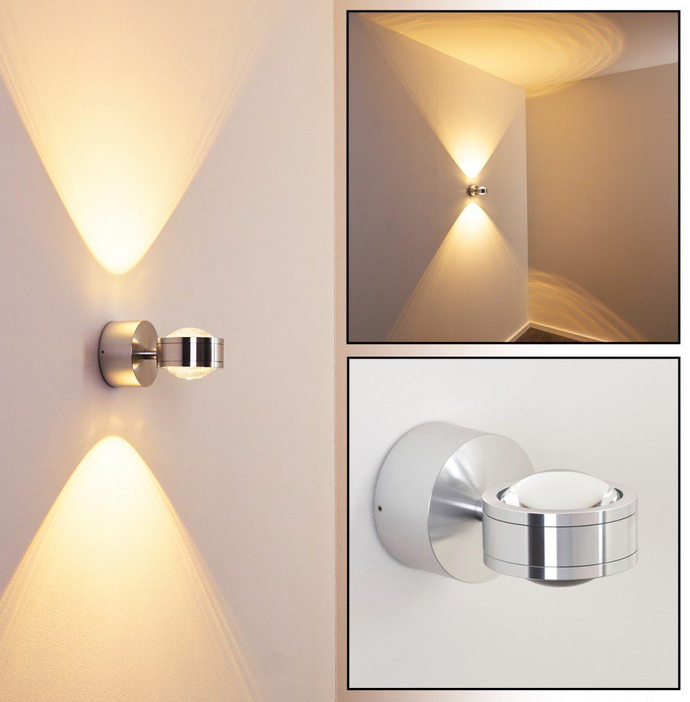 hofstein Wandleuchte »Berga« LED Wandlampe aus Metall/Glas in Aluminium, 3000 Kelvin, mit Lichtkegel, 600 Lumen, Innen. Up&Down-Effekt, geeignet