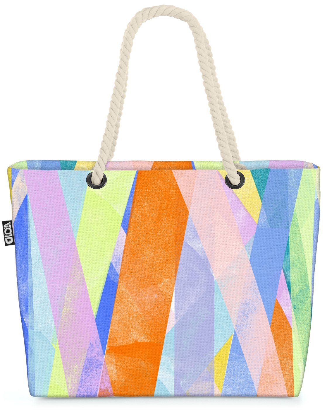 VOID Strandtasche (1-tlg), Bunte Flächen Pastell Beach Bag gestreift Streifen Farben bunt Baden Schwimmbad