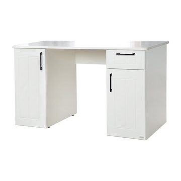 roba® Schreibtisch Sylt, 2 Türen, 1 Schublade, 2 höhenverstellbare Böden, weiß