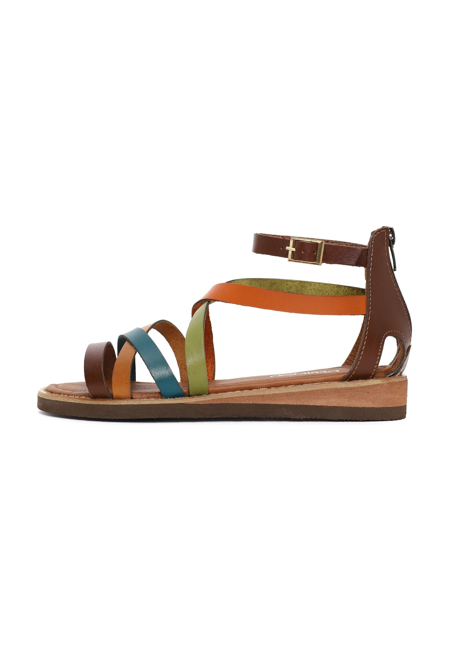 Derimod Sandalen aus Leder Sandale Echtes Leder, Lederfutter, Reißverschluss hinten, Knöchelschnalle