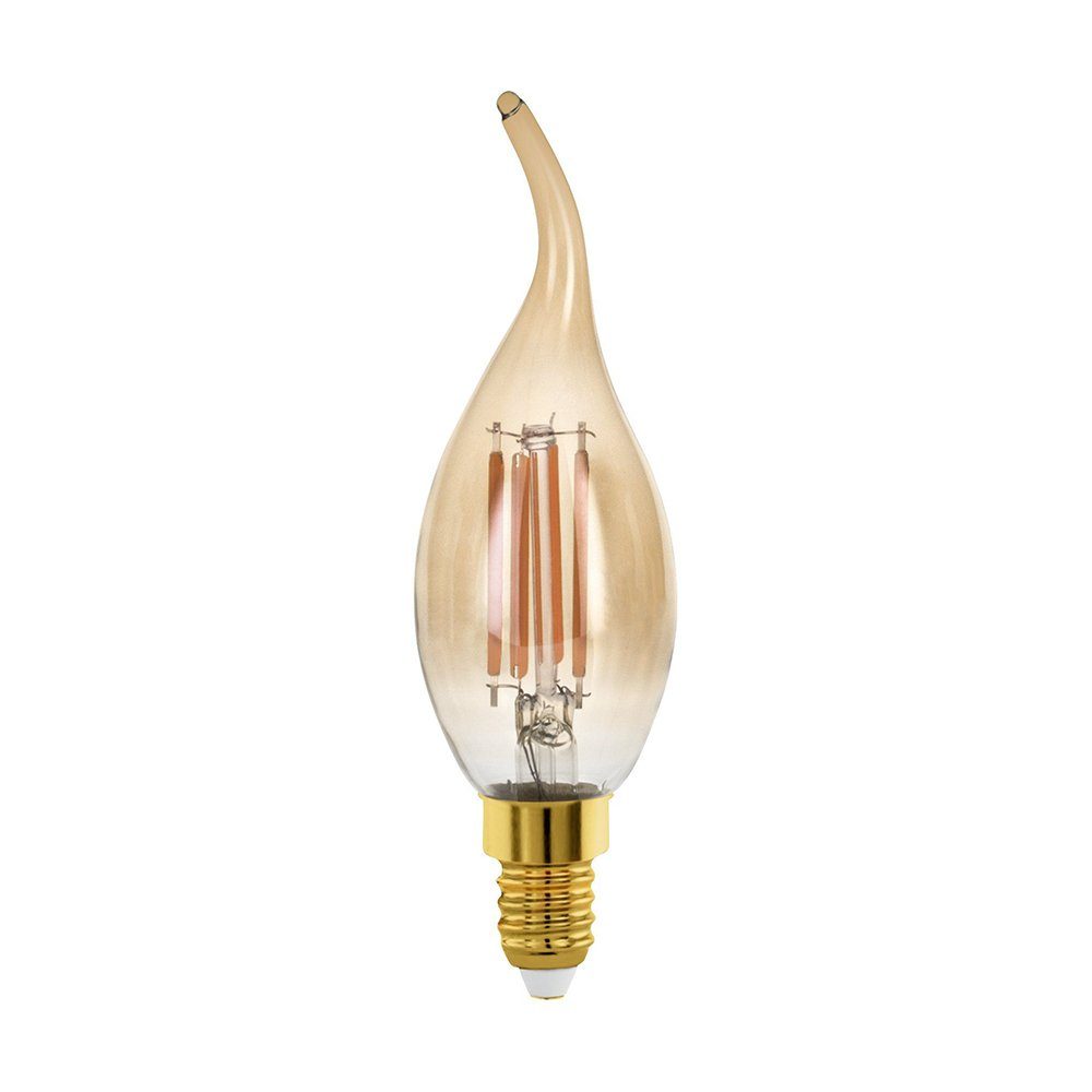 EGLO LED-Leuchtmittel Filament Windstoßkerze 4W = 28W E14 Gold 300lm 1700K, extra warmweiß, Dimmbar