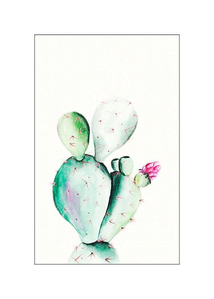 Komar Poster Prickly Pear Watercolor, St), Wohnzimmer Kinderzimmer, (1 Schlafzimmer, Blätter, Pflanzen