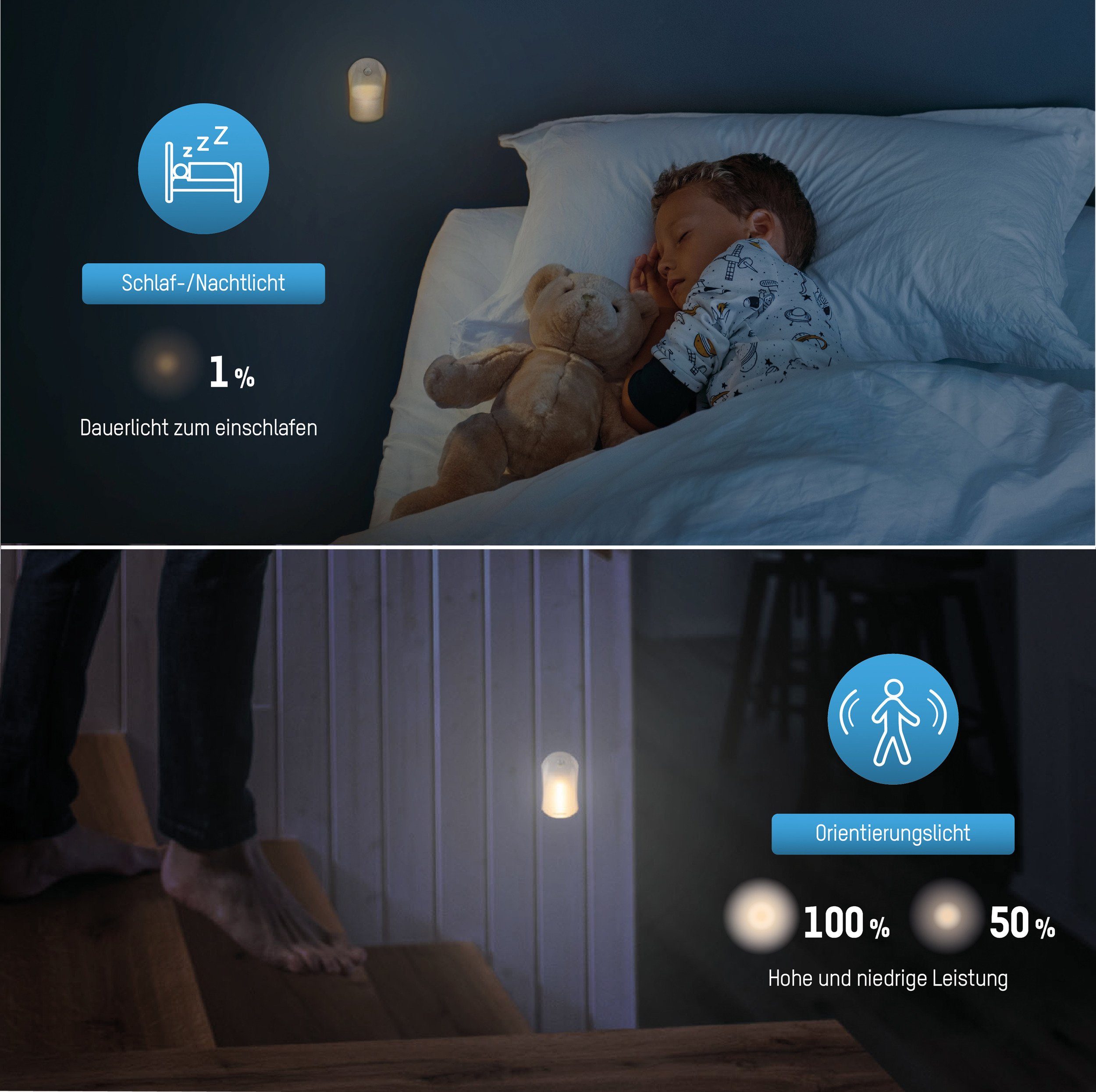 ANSMANN AG LED Nachtlicht LED Nachtlicht mit Dämmerungssensor & Bewegungsmelder - LED Leuchte, COB LED