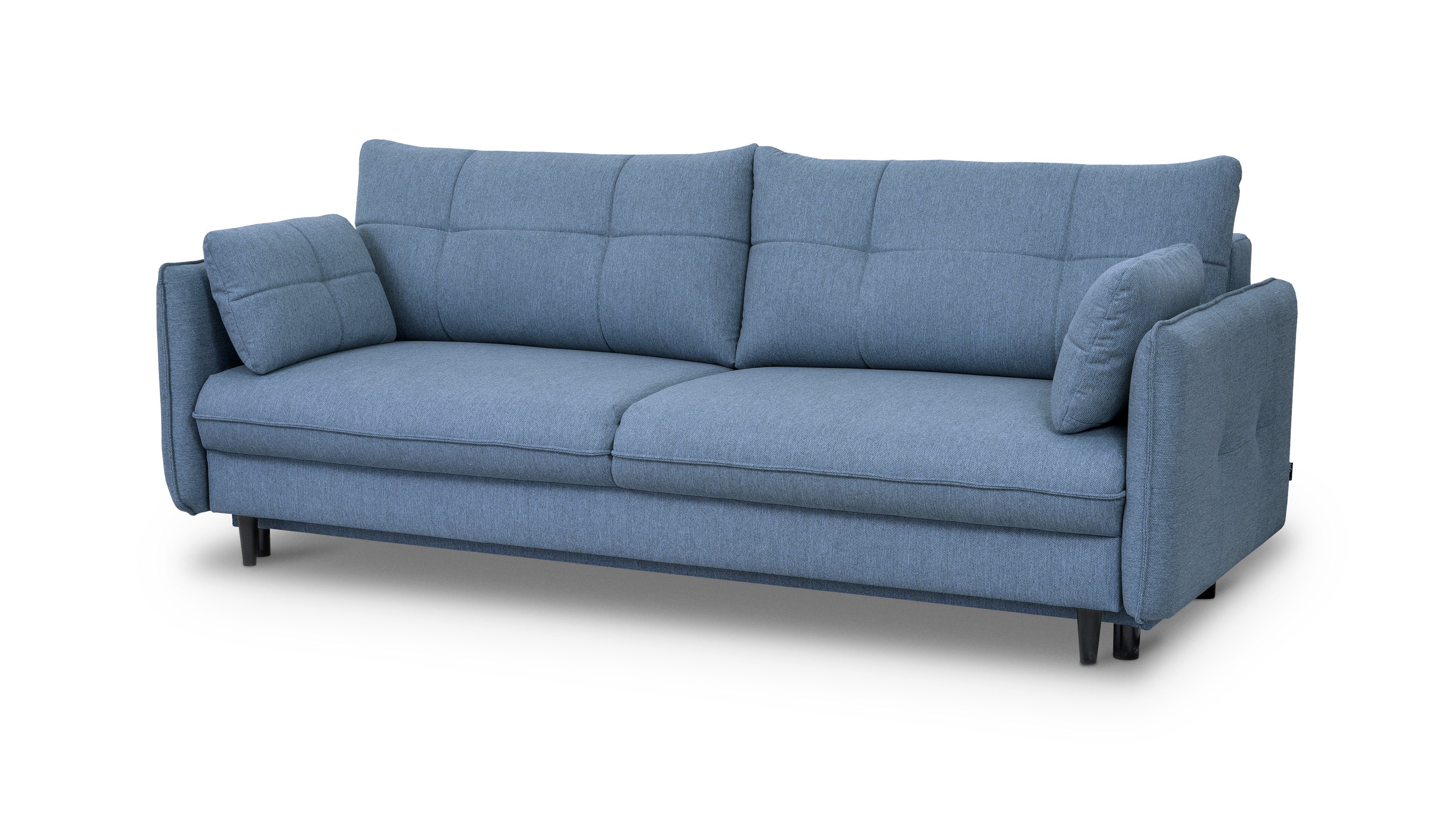Siblo 3-Sitzer Das Dreisitzer-Sofa Arria mit Schlaffunktion - elegantes Sofa - Bettzeugbehälter - bequemes Sofa - Wohnzimmer Marineblau