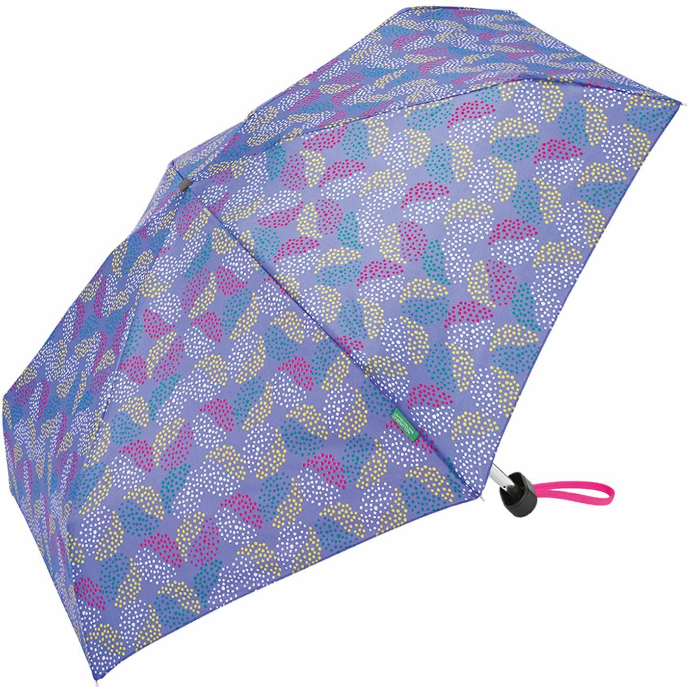 Taschenregenschirm periwinkle, modernem mit Flat deep of Mini Dots Benetton Pop United Colors Punkte-Kreise-Muster violett Ultra -