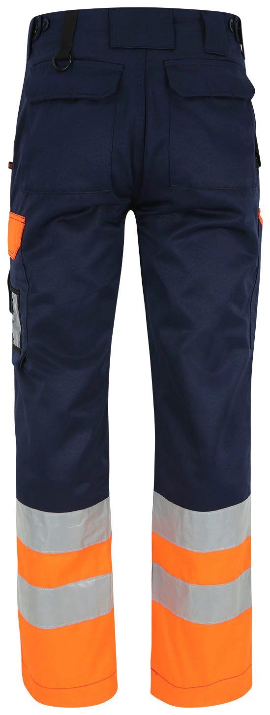 Herock Arbeitshose Olympus Hochsichtbar marine-neonorange Bund Schlaufen, Wasserabweisend, Taschen, verstellbarer Hose viele 2