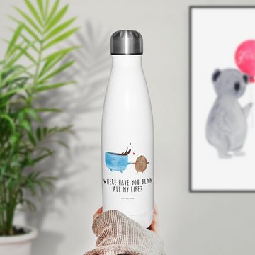 Mr. & Mrs. Panda Thermoflasche Kaffee Bohne - Weiß - Geschenk, Tiere, Glück, Tiermotive, Edelstahl, Einzigartige Geschenkidee