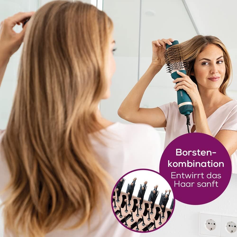 BEURER Warmluftbürste HC 45 Ocean, 2-in-1 Volumen-& Haartrocknungsbürste, Keramik-Keratin Beschichtung blau