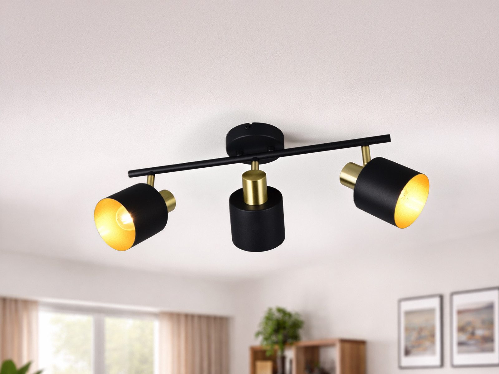 TRIO Leuchten LED Deckenstrahler 3-flammig aus Metall, Breite 53,5cm, Dimmfunktion, LED wechselbar, Warmweiß, Strahler innen, Lampenschirme schwenkbar inkl. dimmbaren Leuchtmitteln