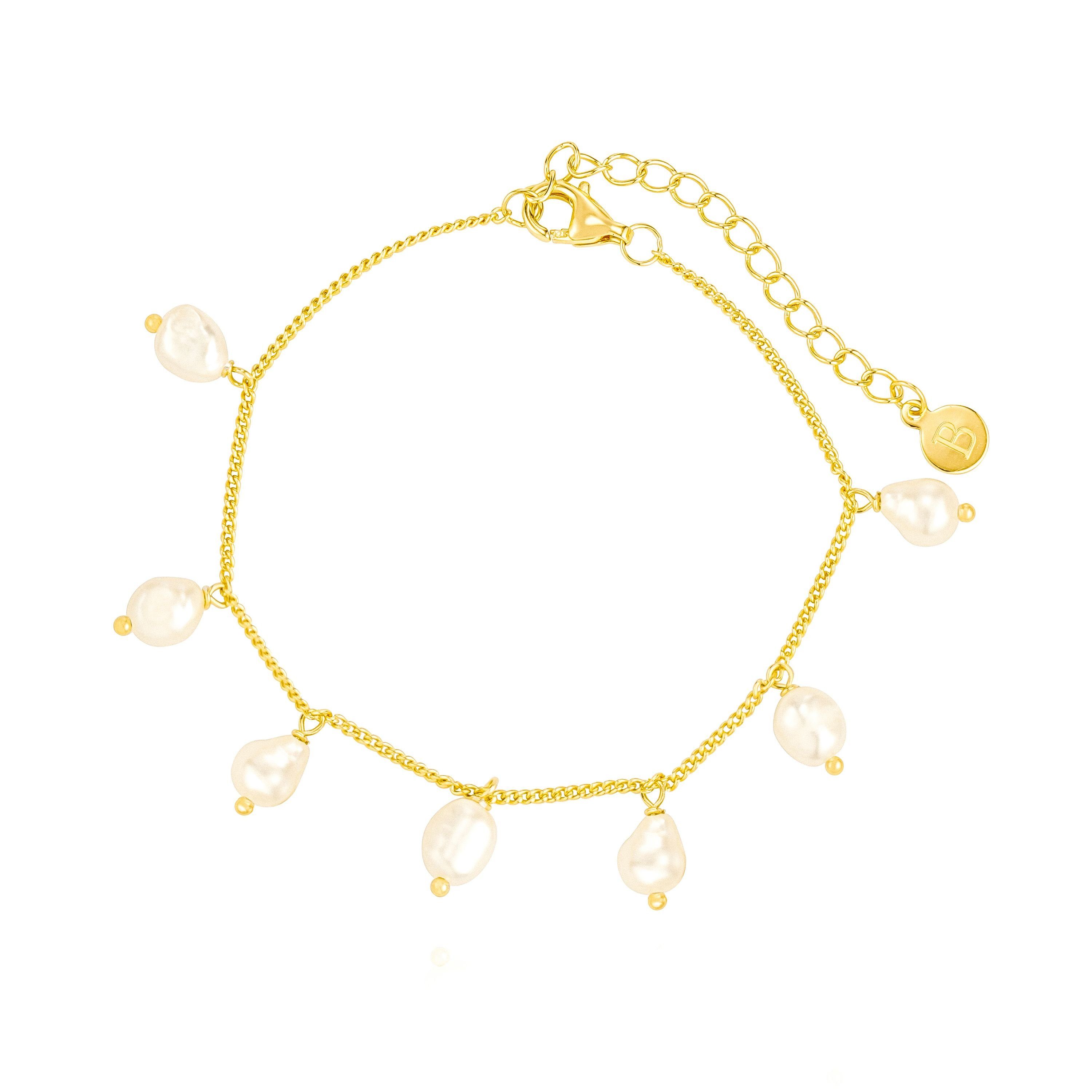 Brandlinger Perlenarmband Armband Mont Blanc, Armband mit kleinen Süßwasserperlen, Silber 925 vergoldet