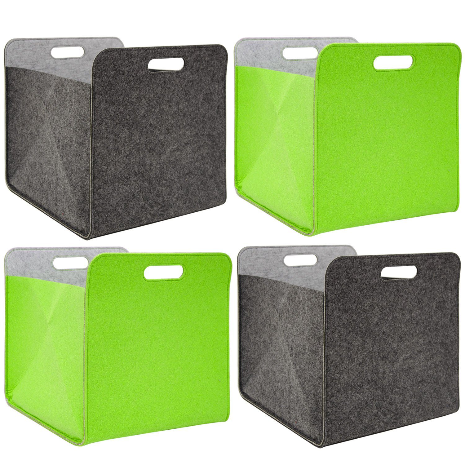 DuneDesign Aufbewahrungskorb 4er Set - 33x33x38 Filz Aufbewahrungsbox - Kallax Regaleinsatz Faltbar (1 St), Stabiler Filzkorb - Aufbewahrungskorb - Stauraum Kinderzimmer & Bad