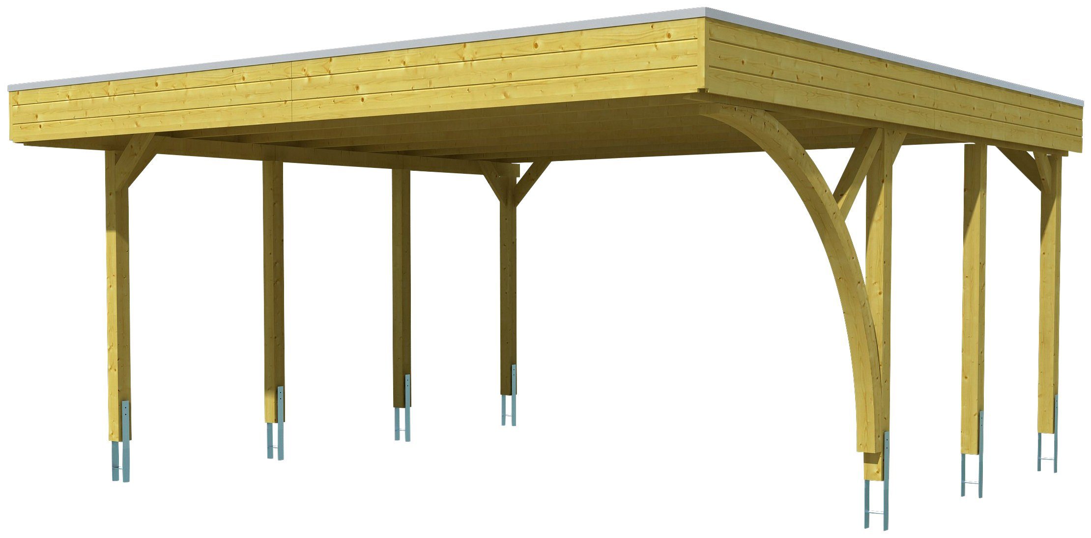 Skanholz Doppelcarport Friesland 7, BxT: 557x555 cm, 201 cm Einfahrtshöhe,  Mit H-Pfostenanker, max. Schneelast: 125 kg/m²