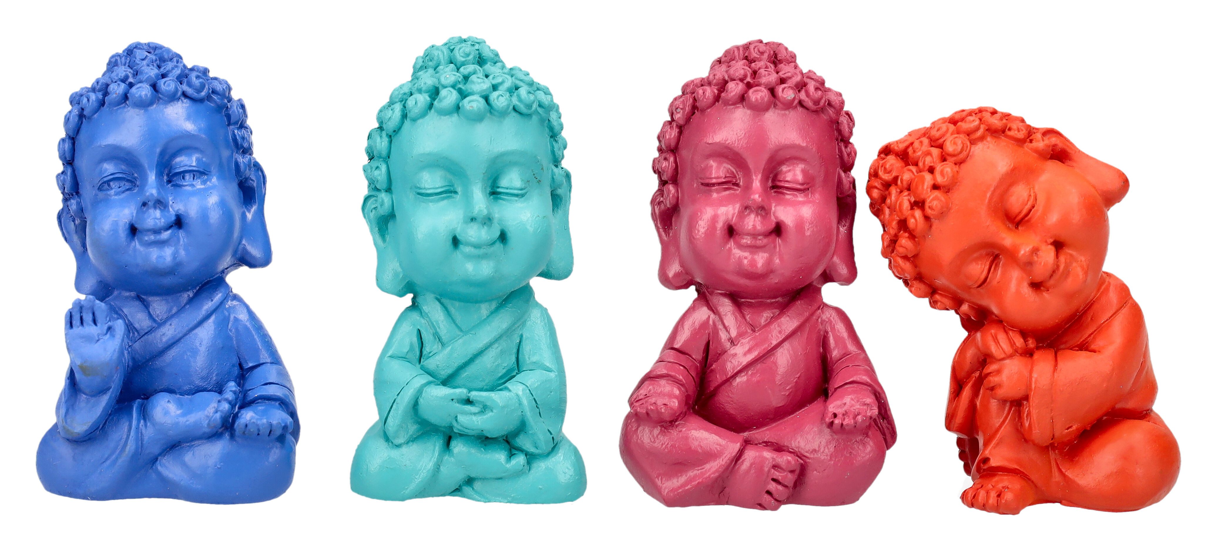 Figuren Shop GmbH Dekofigur Buddha Figur 4er Set - Bunter Segen - Mythologie Dekoration Dekofigur