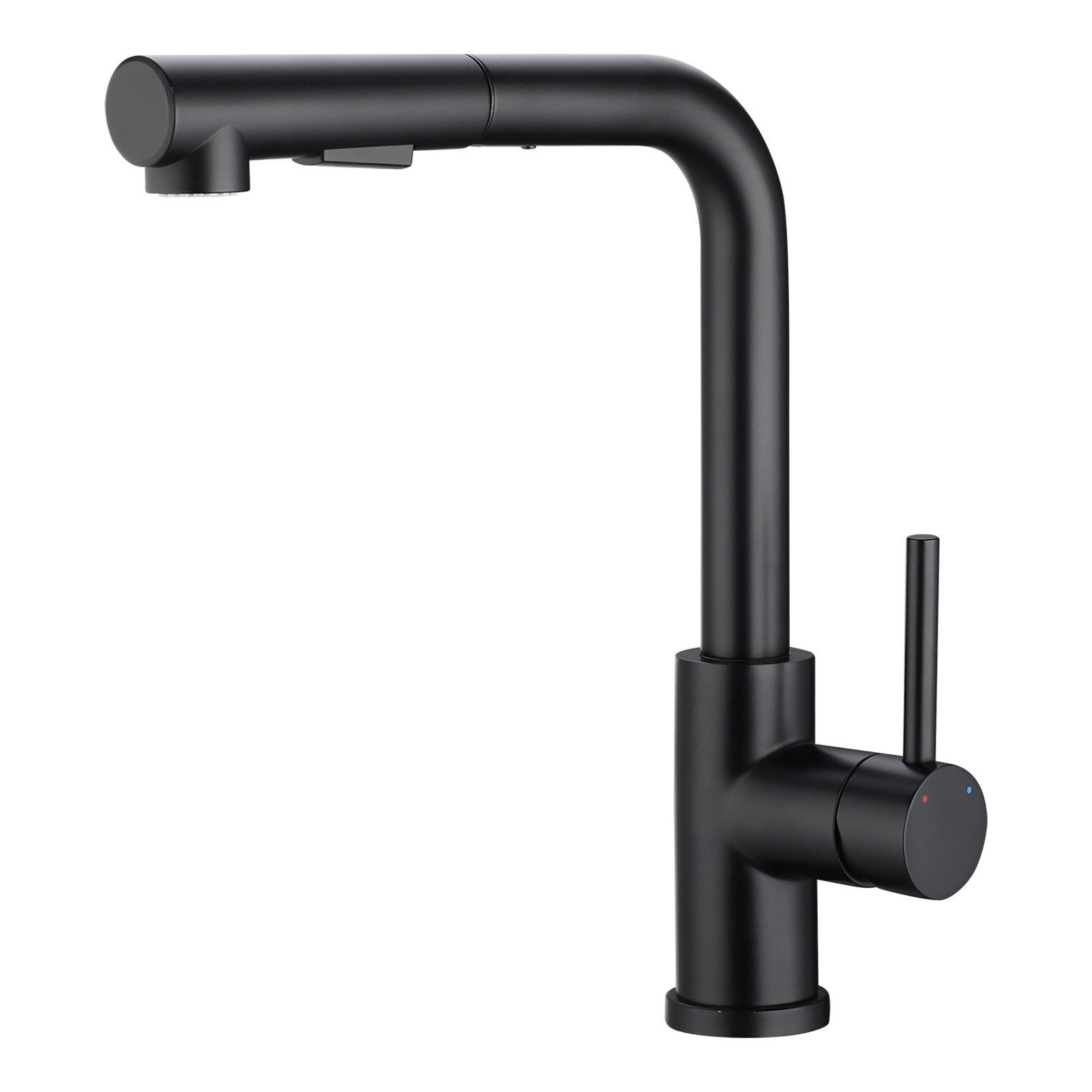 WOOHSE Küchenarmatur mit Brause Ausziehbar, 360° Drehung Wasserhahn Küche, 2 Strahlarten (Set, Mischbatterie) Edelstahl, Kalt- und Warmwasser, 3/8”-PEX-Flexschläuche